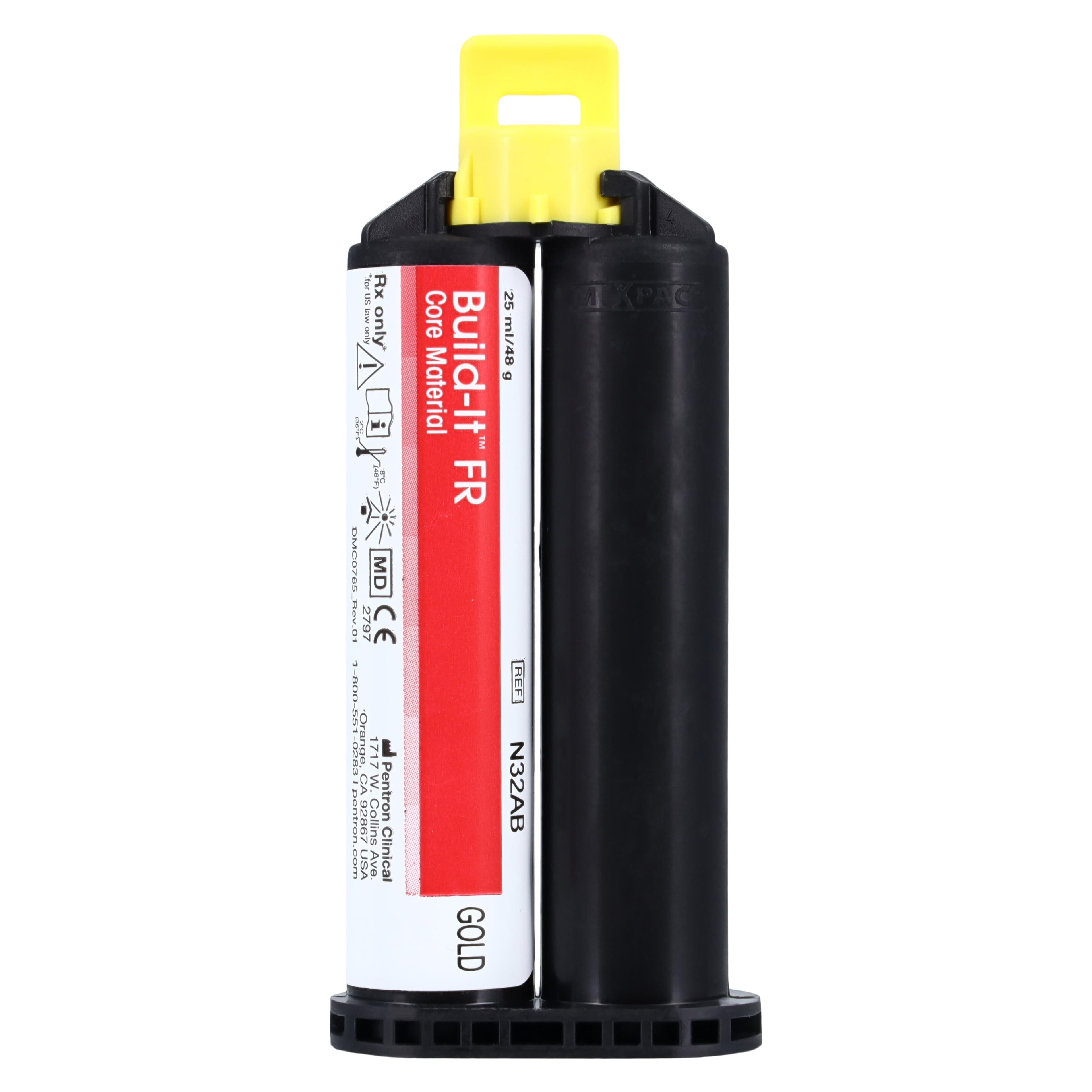 Build-It FR Fiber Reinforced Core Material, Dual-Cure, Cartridge Refill, 25 ml, Shade Gold, N32AB thumbnail 3