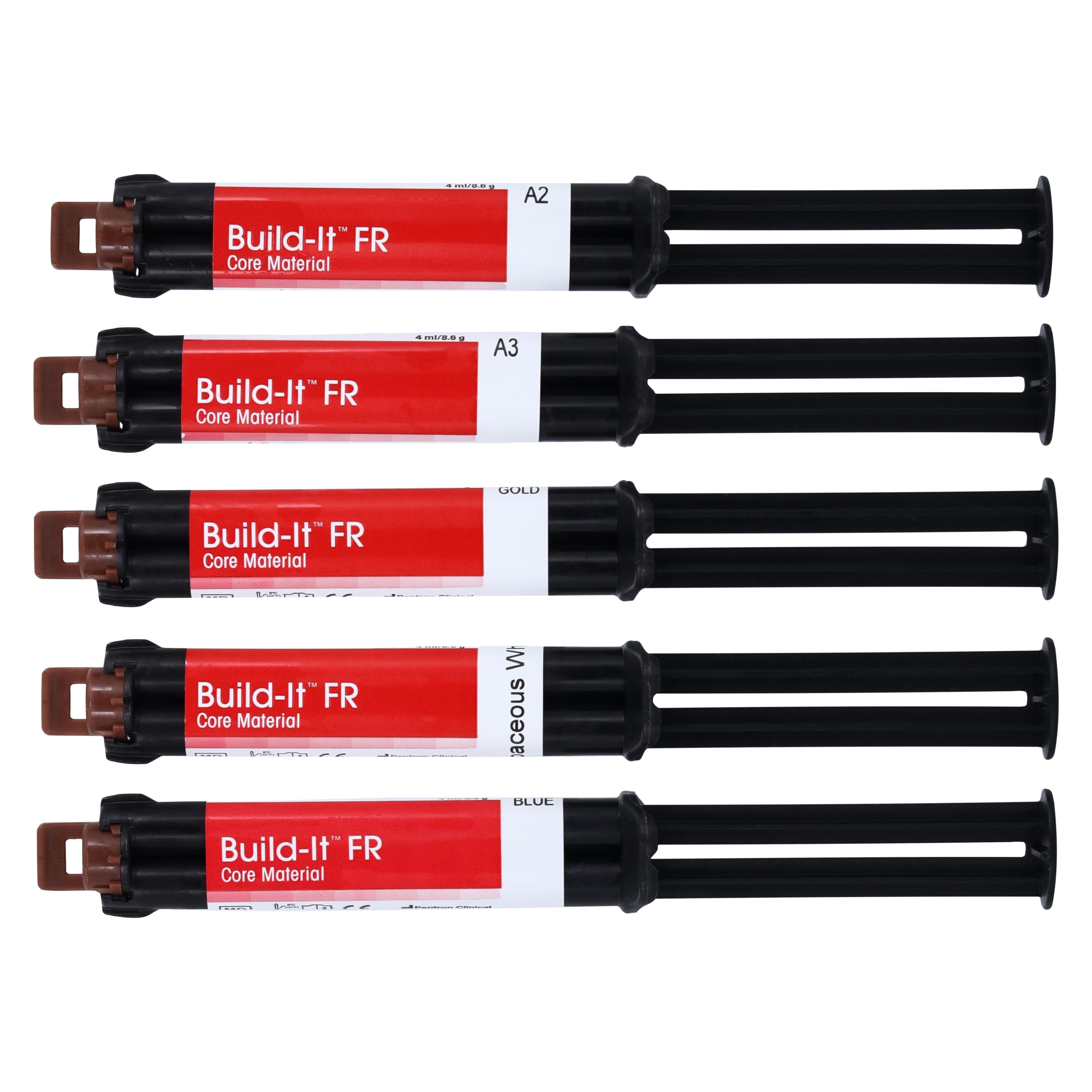 Build-It FR Fiber Reinforced Core Material Mini-Mix Syringe Kit, 5 x 4mL Syringes (Shades A2, A3, Blue, Gold, Opaceous White), N32F thumbnail 3