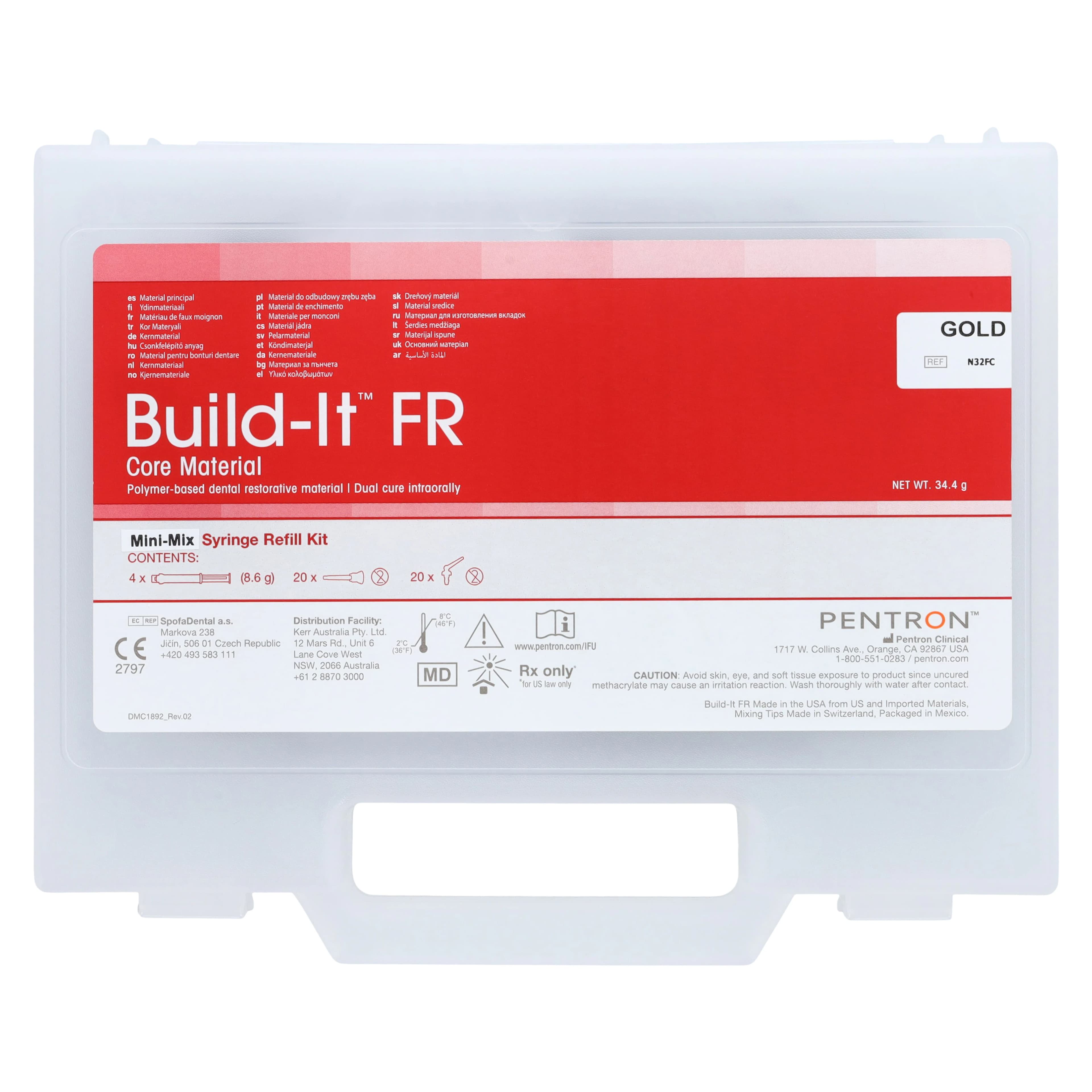 Build-It FR Fiber Reinforced Core Material Mini-Mix Syringe Refill, Gold Shade, 4 x 4 mL Syringes, N32FC thumbnail 9