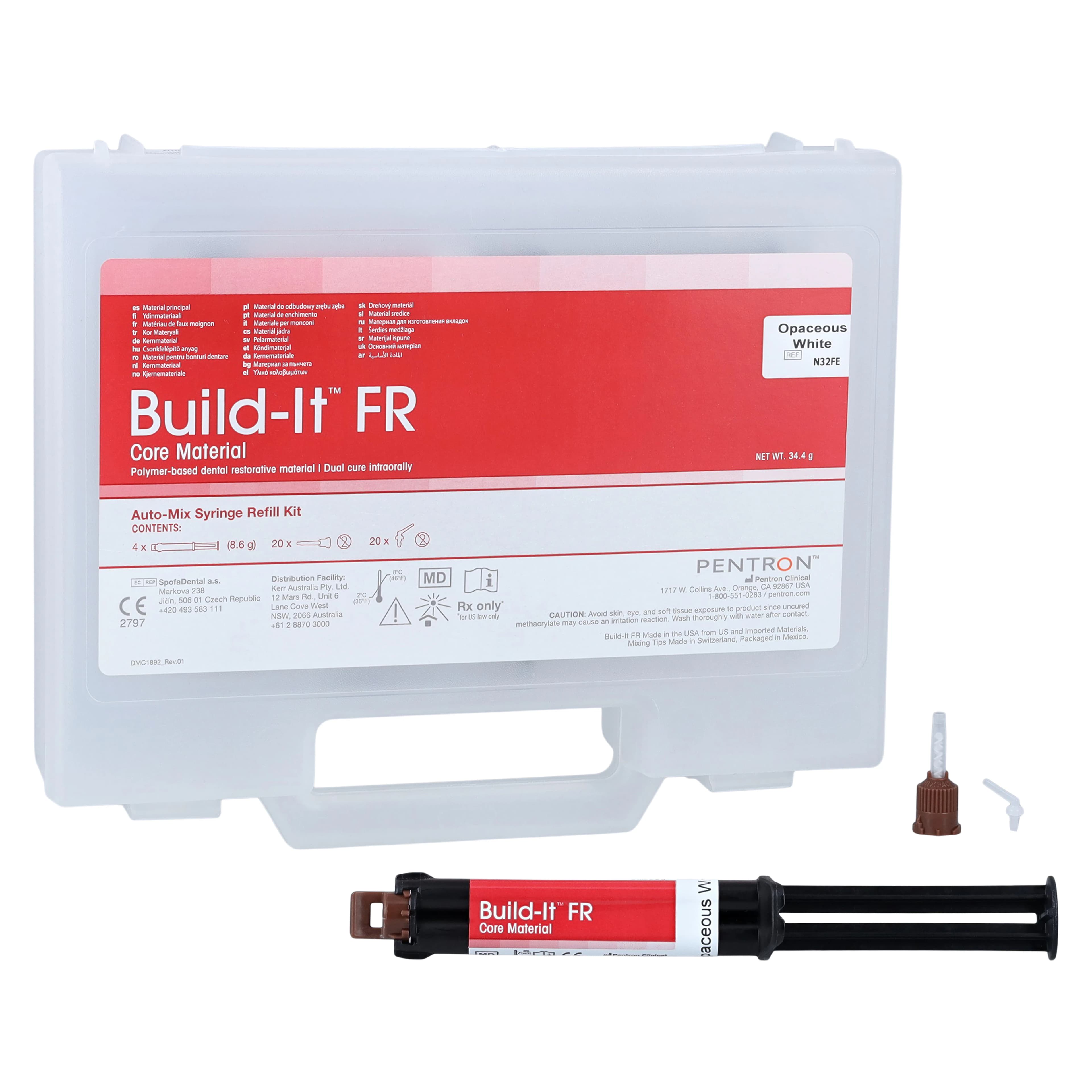 Build-It FR Fiber Reinforced Core Material, Mini-Mix Syringe Refill, Opaceous White, 4 x 4 mL, N32FE thumbnail 2