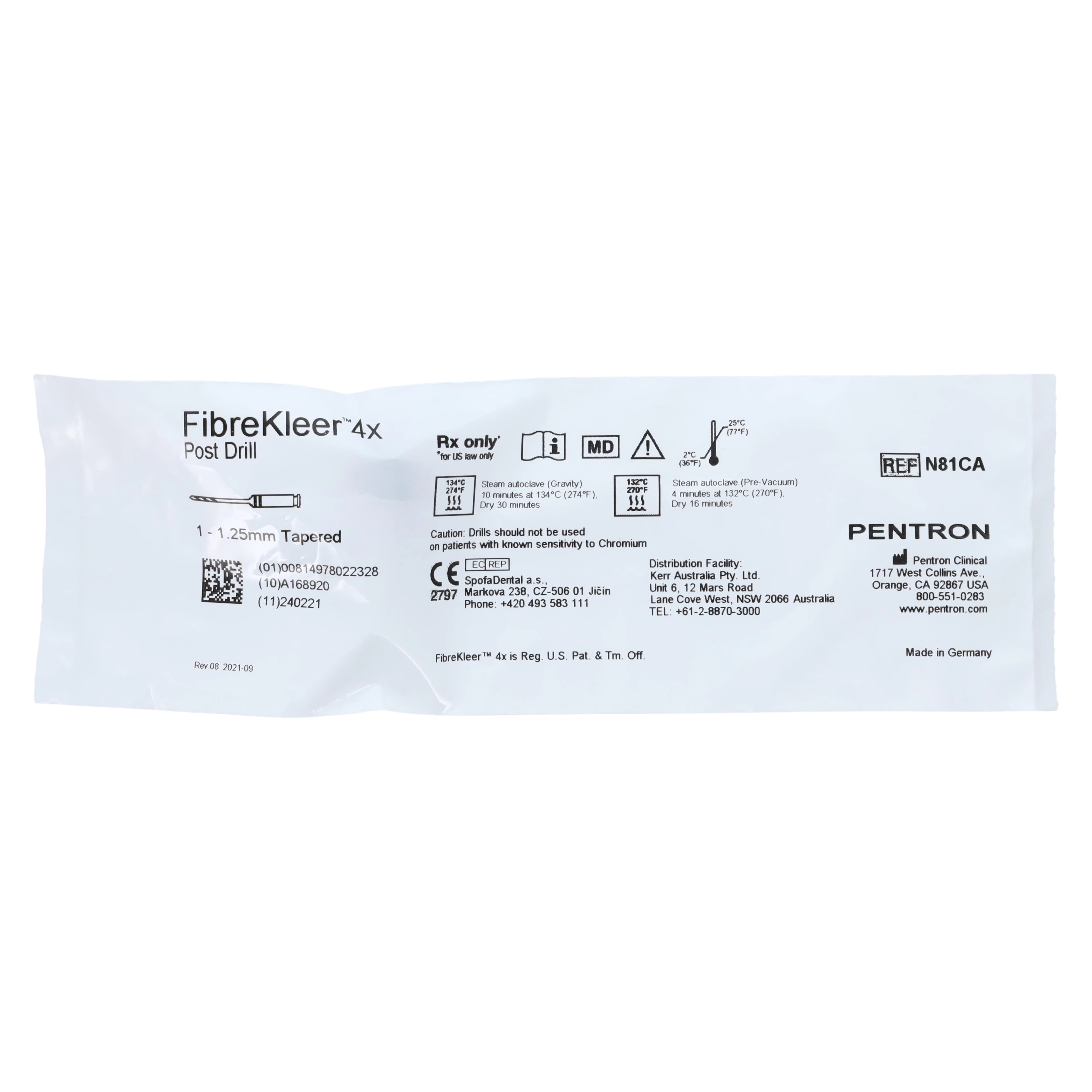 FibreKleer 4X Tapered Post Drill Refill, 1.25 mm, Black, N81CA, 1/Pk - FibreKleer 1.25 Tapered Drill - Image 1