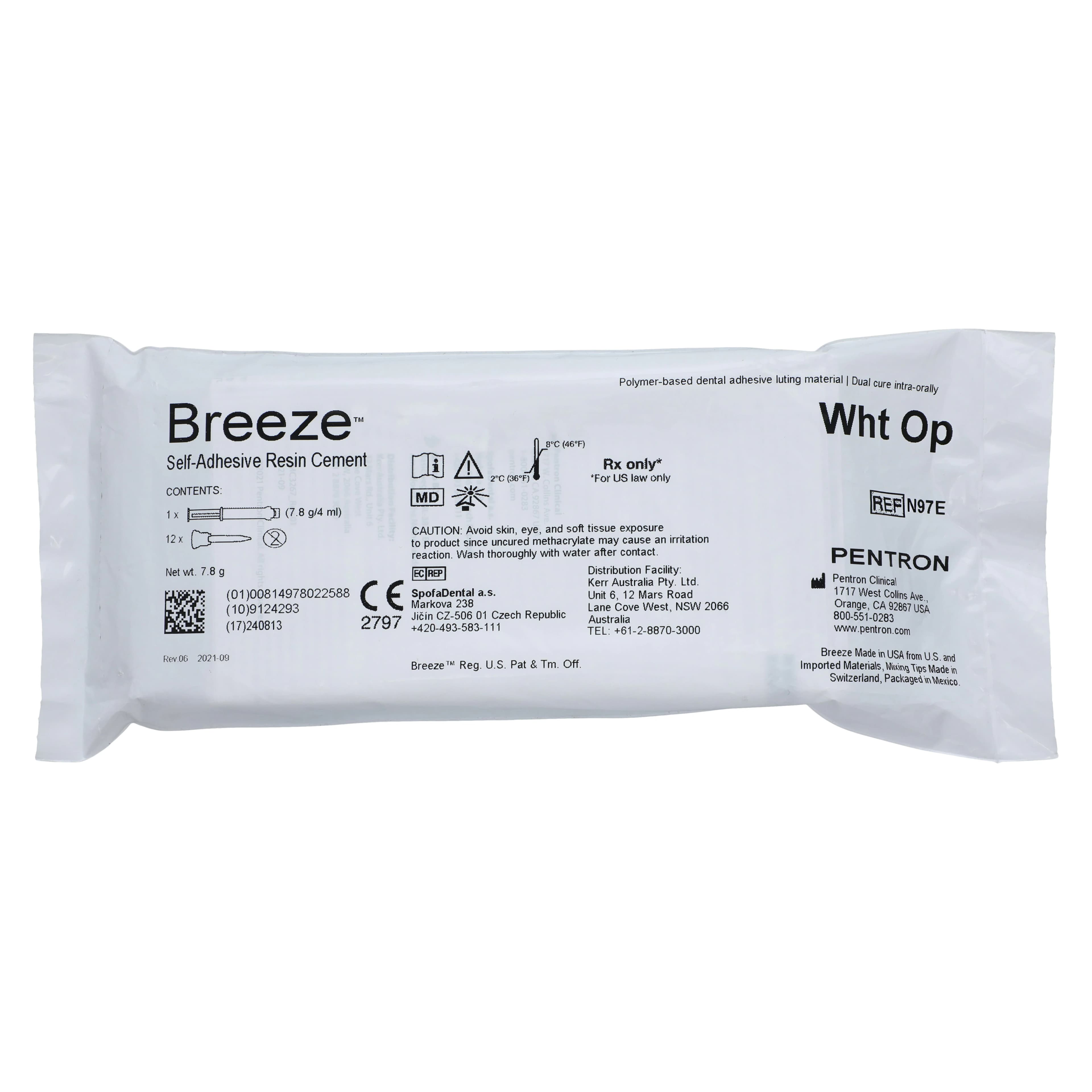 Breeze Self-Adhesive Resin Cement Syringe Refill, Opaque White, 4 mL/7.8 g, 1 Syringe with 12 Auto-Mix Tips, N97E thumbnail 3