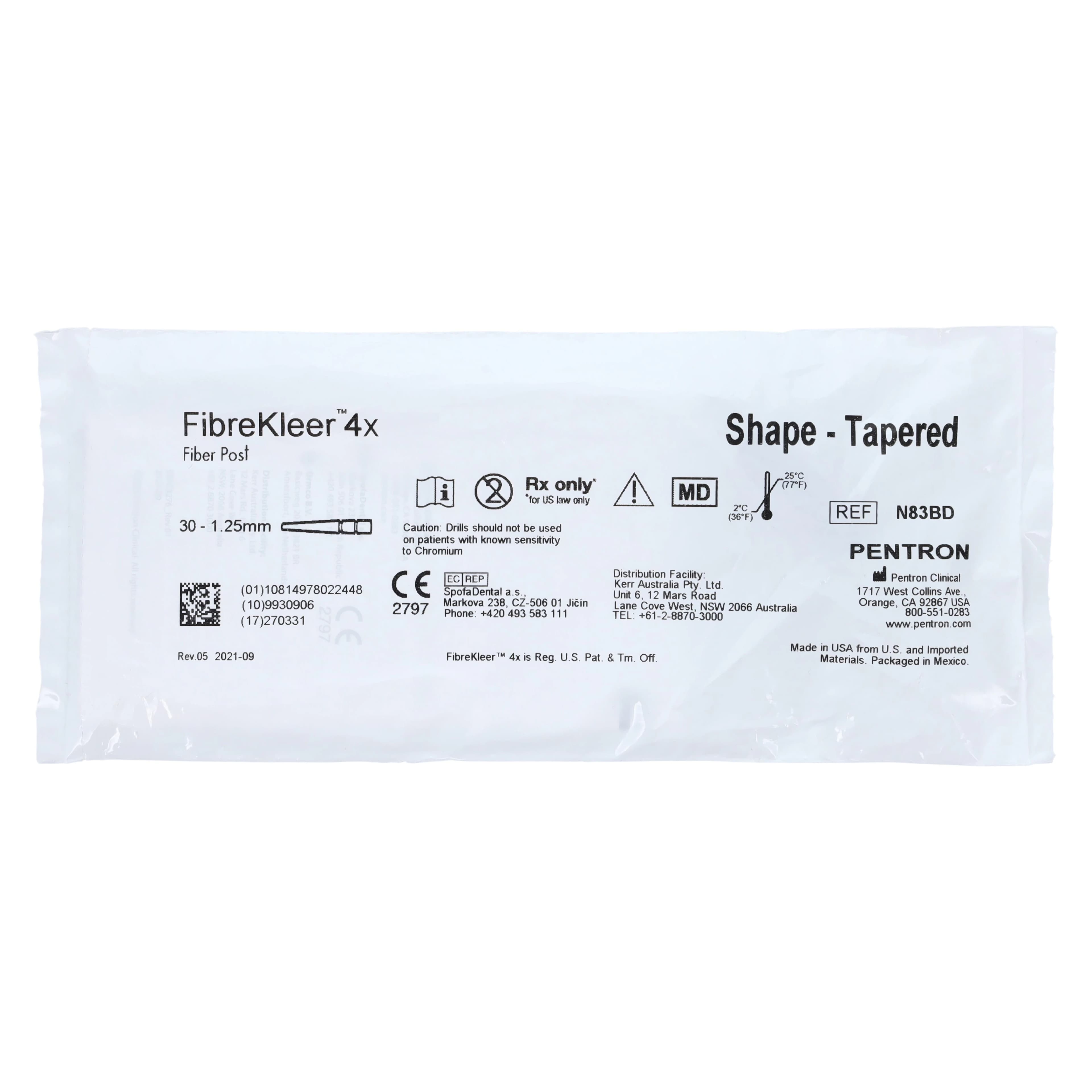 FibreKleer 4X Fiber Post Refill, Tapered, 1.25 mm, Black, 30/Pkg, N83BD - FibreKleer 4x Post Refill Tapered 1.25 Black Pack of 30 - Image 1