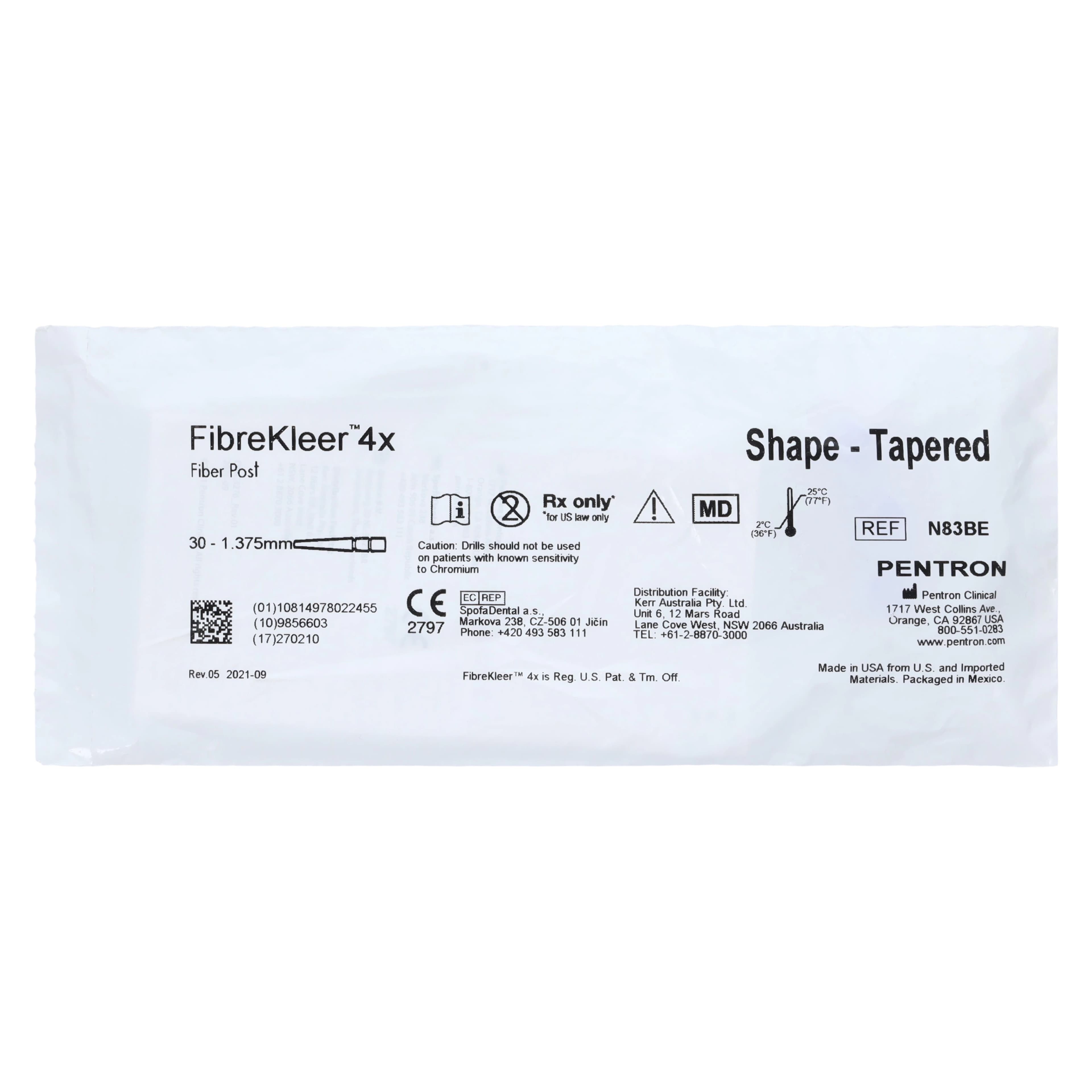 FibreKleer 4X Tapered Fiber Post, 1.375 mm, Purple, 30/Pkg, N83BE - FibreKleer 4X Tapered 1.375 Posts, Purple (30) - Image 1