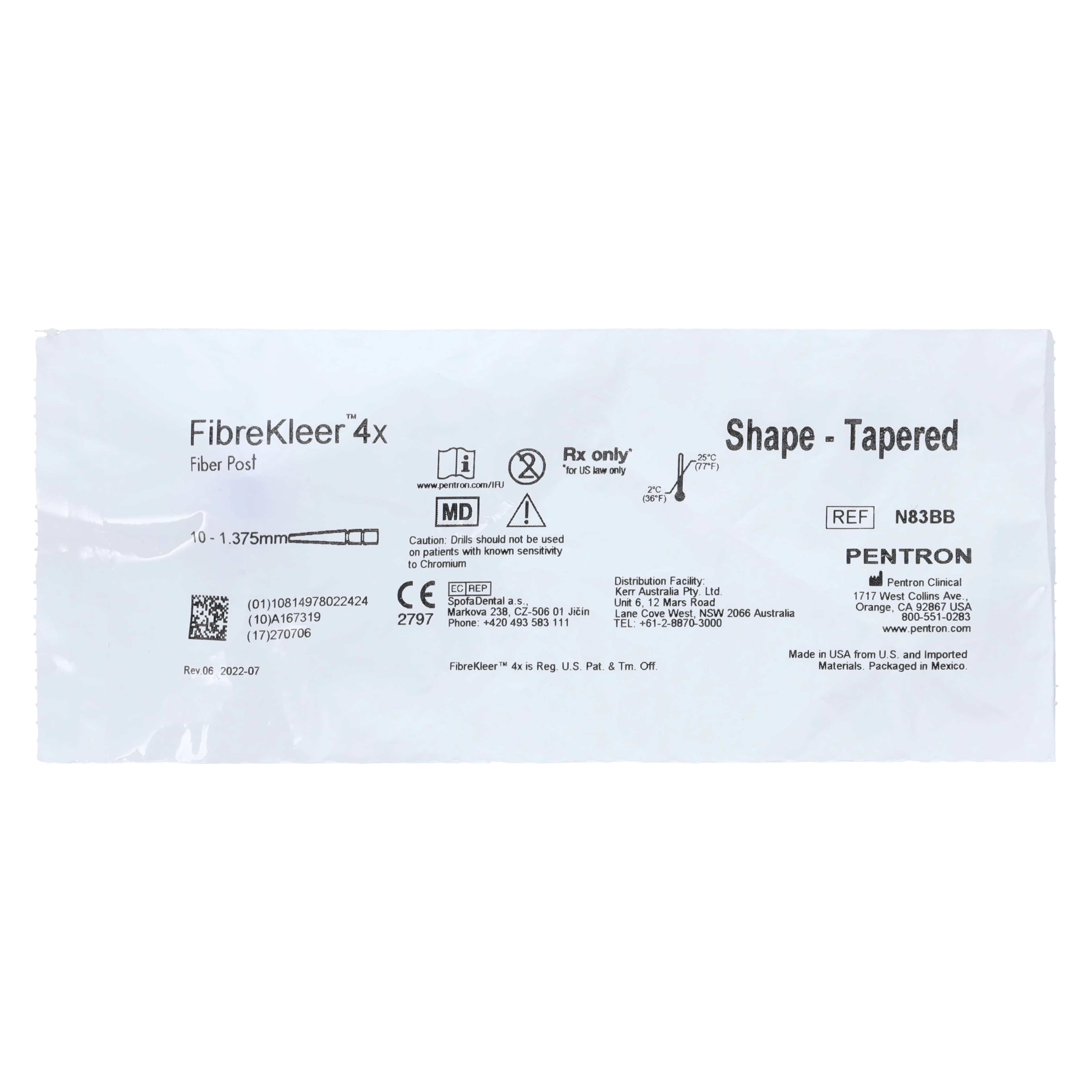 FibreKleer 4X Tapered Fiber Post, 1.375 mm, Purple, 10/Pack, N83BB - FibreKleer 4X Tapered 1.375 Posts, Purple (10) - Image 1