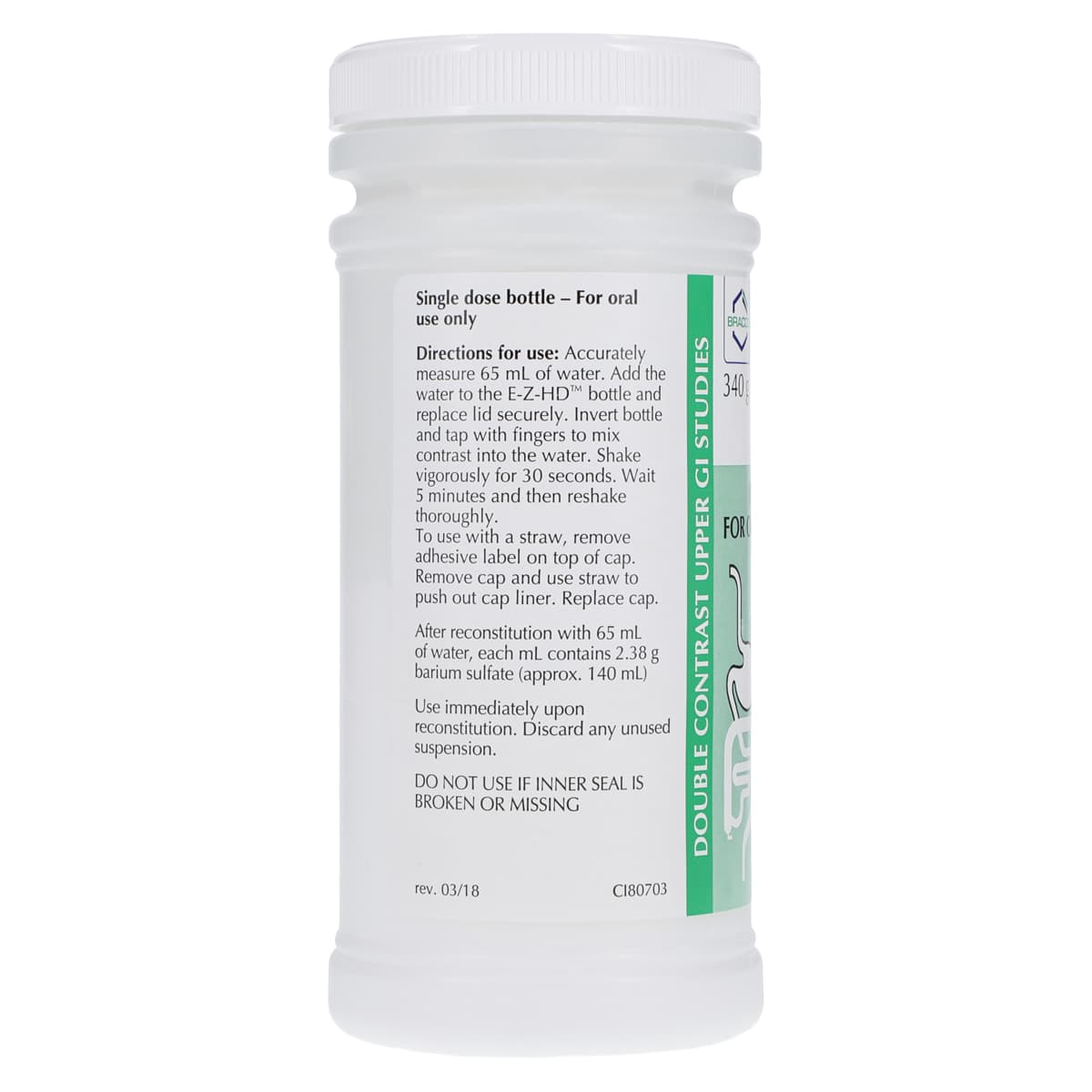 E-Z-HD Barium Sulfate Oral Suspension 98% w/w, Strawberry-Cherry Flavor, 140 mL Bottle, 24/Package thumbnail 3