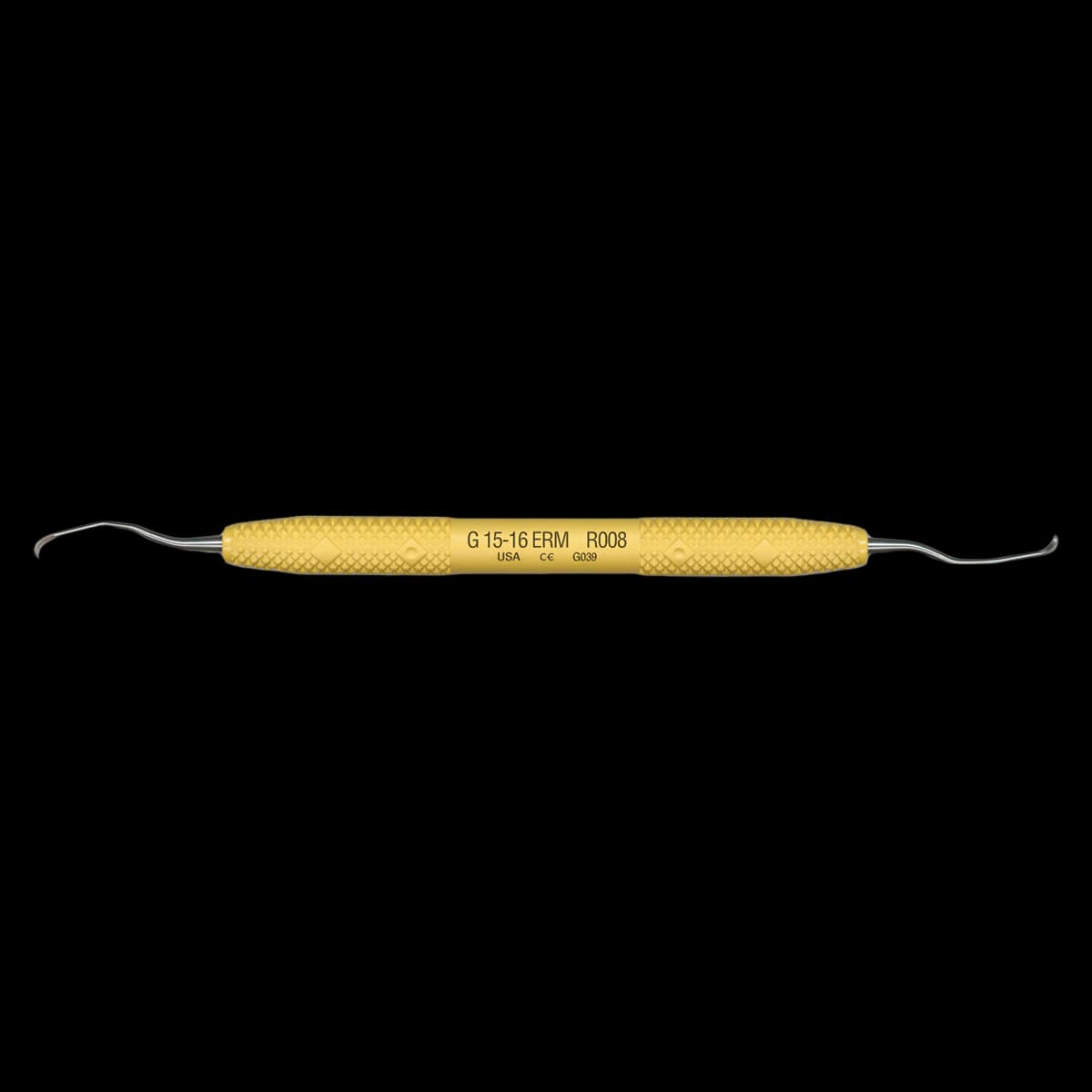 PDT Amazing Gracey 15-16 Extended Reach Mini Curette, Double-Ended, Yellow Handle, R008 - Gracey 15-16 Extended Reach Mini R008 - Image 1