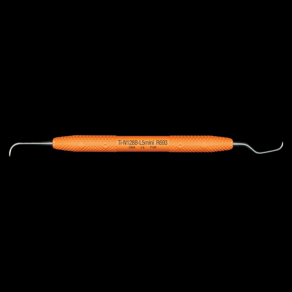 PDT Wingrove Titanium Implant Scaler, Double-Ended N128B/L5M, Orange Resin Handle, 1/Pk, R693 - Wingrove N128B/L5M - Image 1