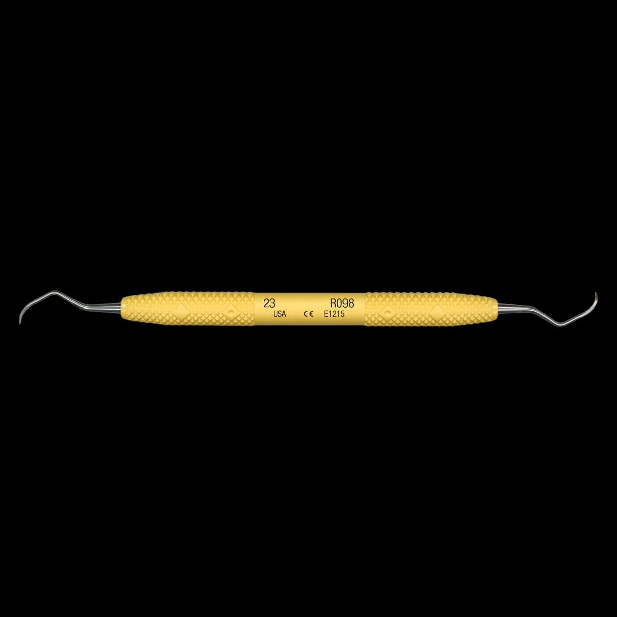 PDT Cruise #23 (Pointed Toe) Universal Curette, Yellow Resin Handle, Double End, R098 - 23 (Pointed Toe) Universal Curette R098 - Image 1