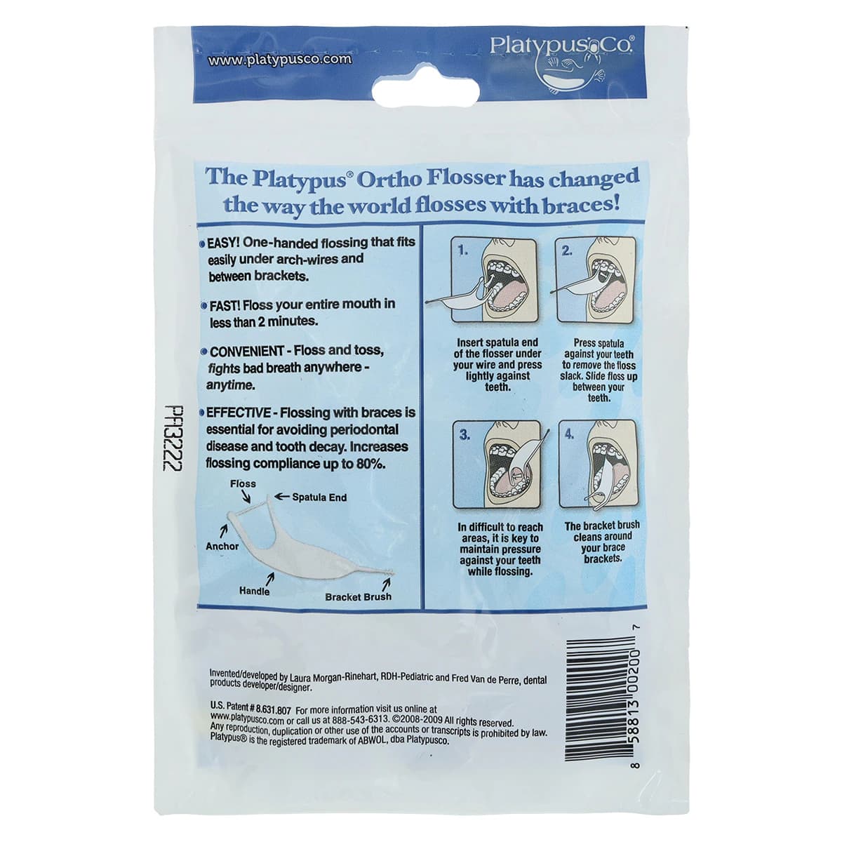Platypus Orthodontic Flossers, No Threader Required, with Interdental Pick, 30/Bag, T130 thumbnail 2