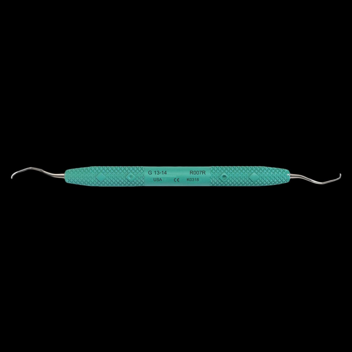 PDT Amazing Gracey 13/14 Extended Reach Mini Rigid Curette, Caribbean Green Handle, R007R - Gracey 13-14 Extended Reach Mini Rigid R007R - Image 1