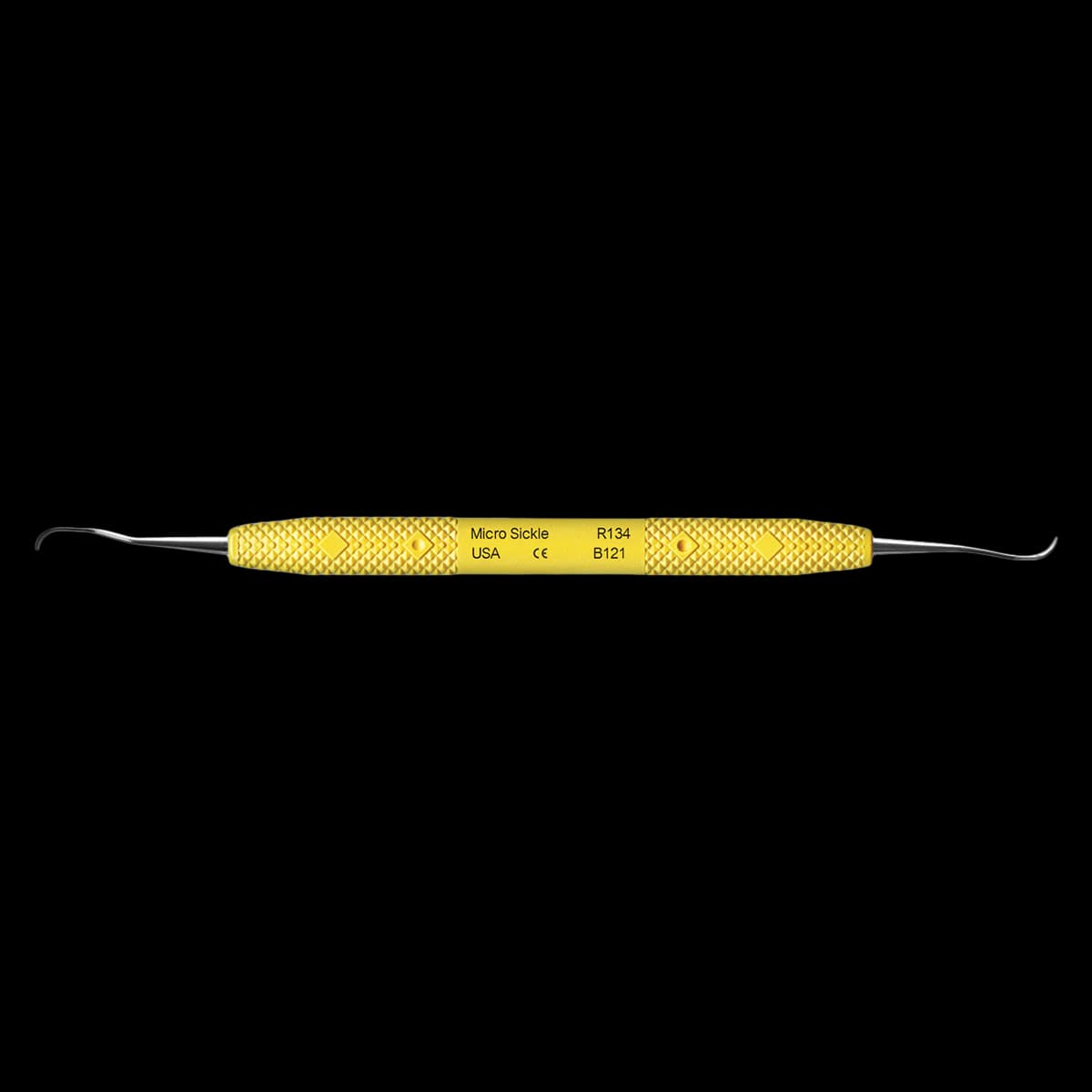 PDT Cruise Micro Sickle Posterior Scaler, R134, Yellow Resin Handle - Micro Sickle Posterior Scaler R134 - Image 1