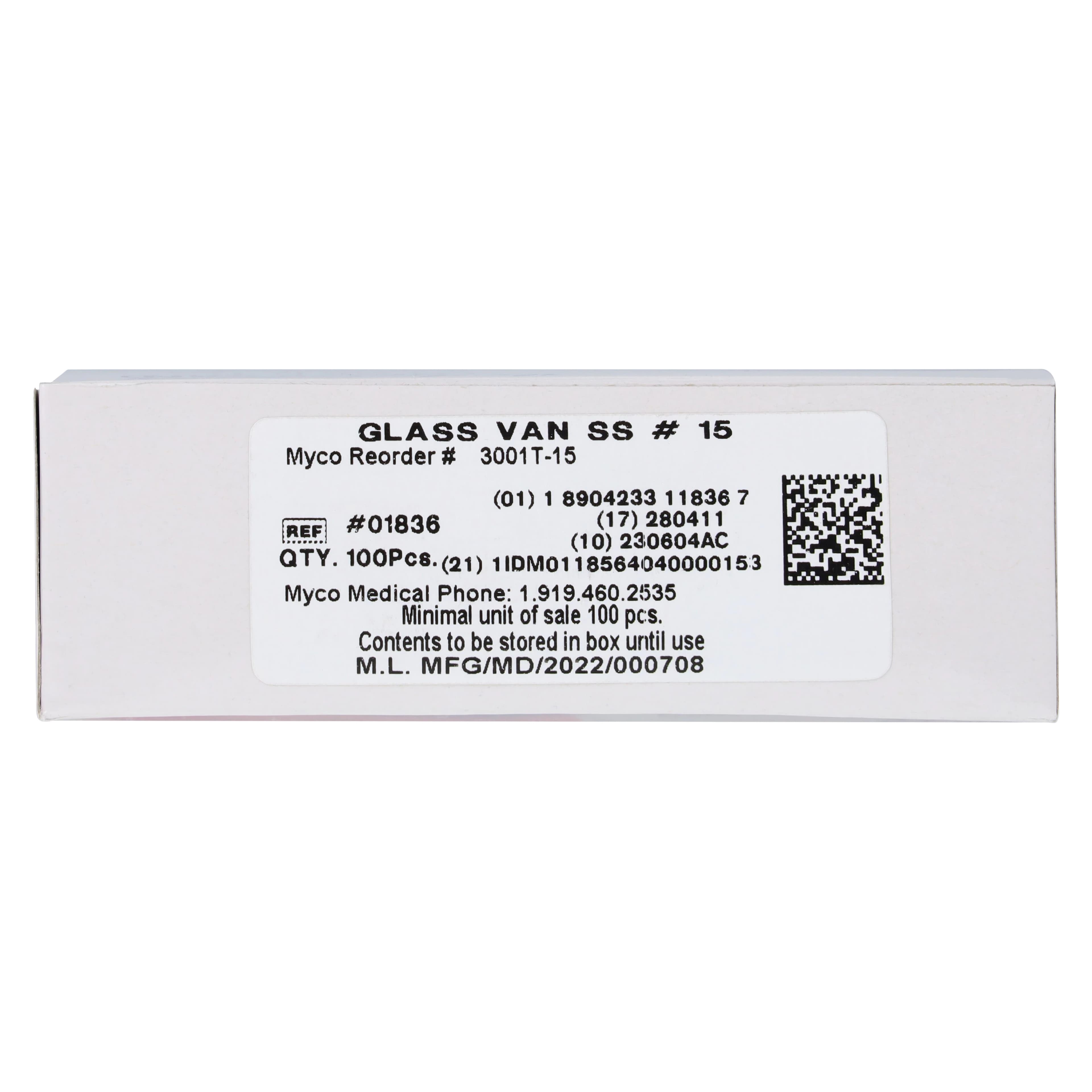 Myco GlassVan #15 Sterile Stainless Steel Surgical Scalpel Blades, 100/Box, 3001T-15 thumbnail 8