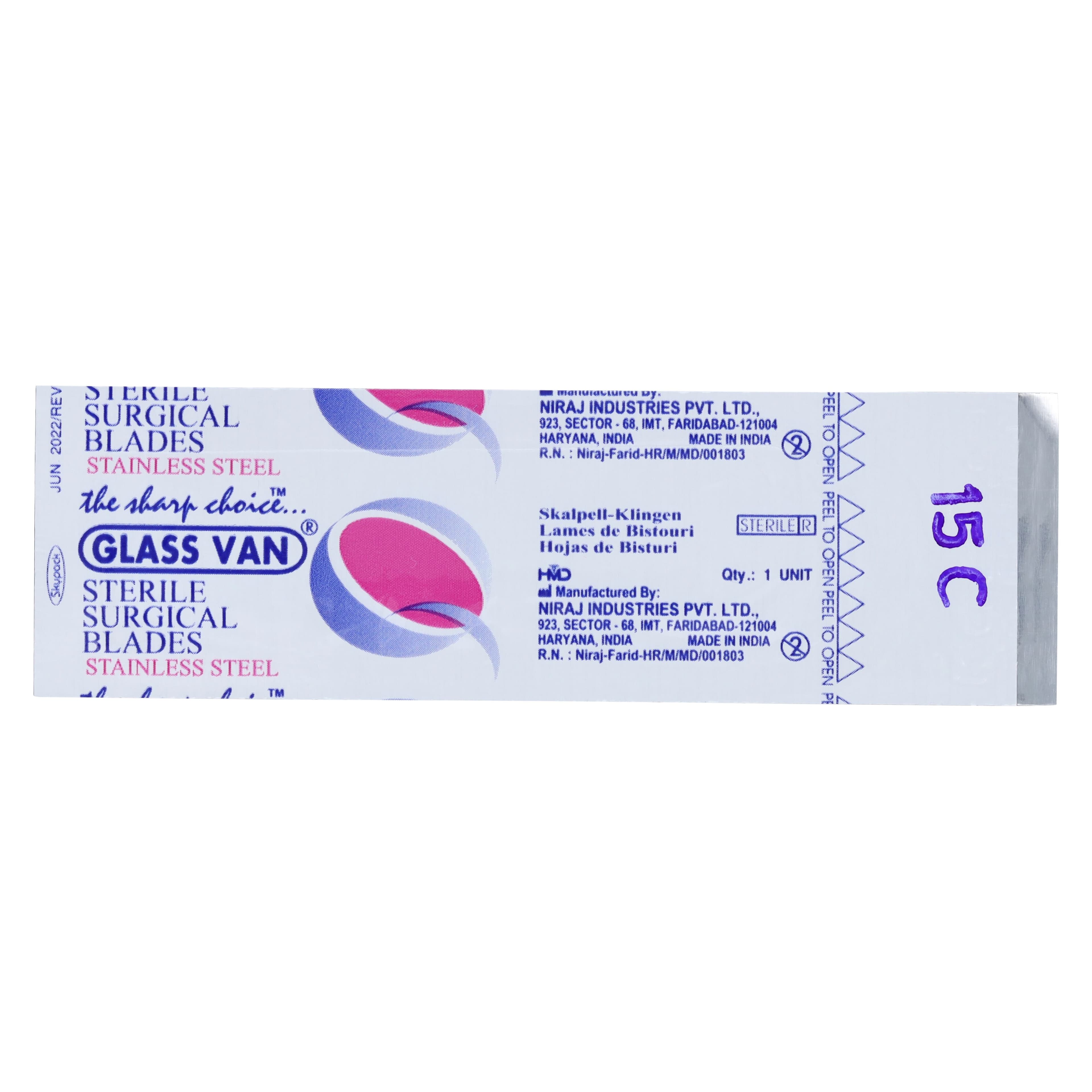 GLASSVAN Sterile Stainless Steel Surgical Blades, #15C, 100/Box, 3001T-15C thumbnail 3