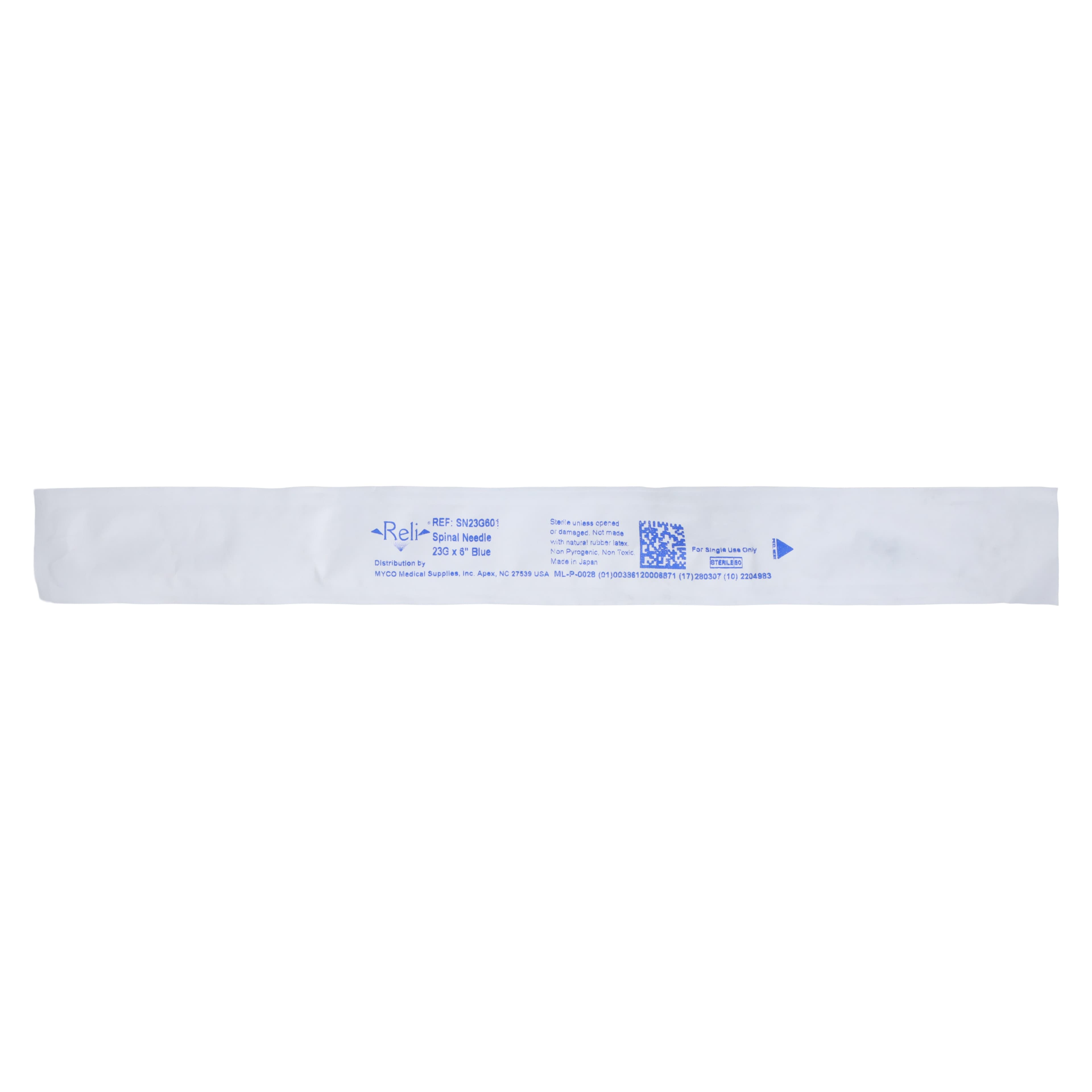 Myco Medical Reli Quincke Spinal Needle, 23G x 6", Sterile, Blue, 25/Box thumbnail 2