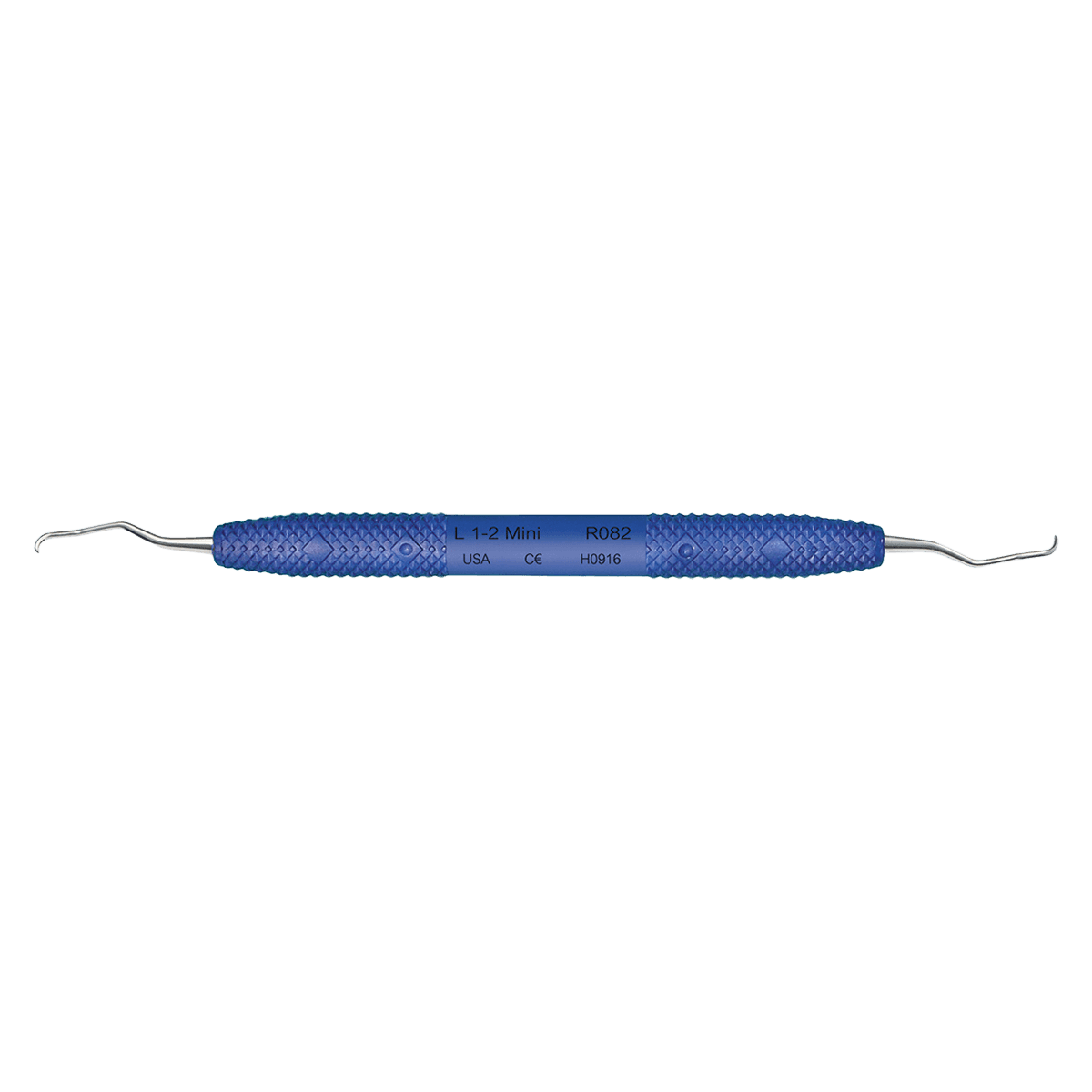 PDT Cruise Line Universal Curette, Langer 1-2 Mini, Double-Ended, Blue Resin Handle, R082 - Langer 1-2 Mini Curette R082 - Image 1