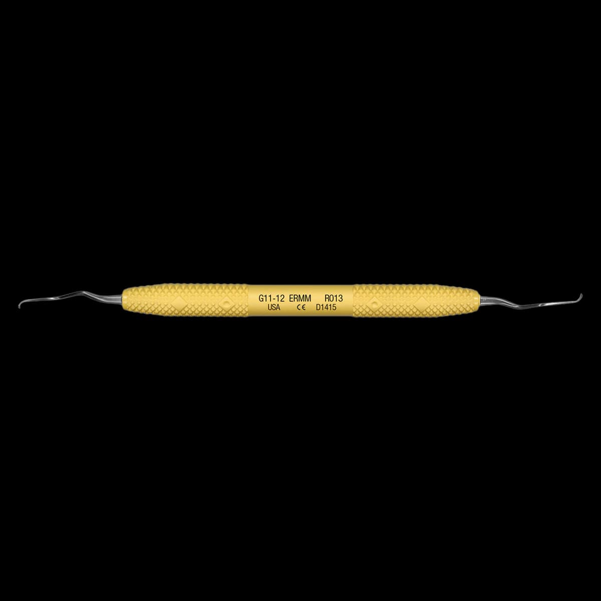 PDT Amazing Gracey 11-12 Extended Reach Micro Mini Curette, Double-Ended, Sunshine Yellow Handle, R013 - Garcey 11-12 Micro Mini w/ Sunshine Yellow Handle - Image 1