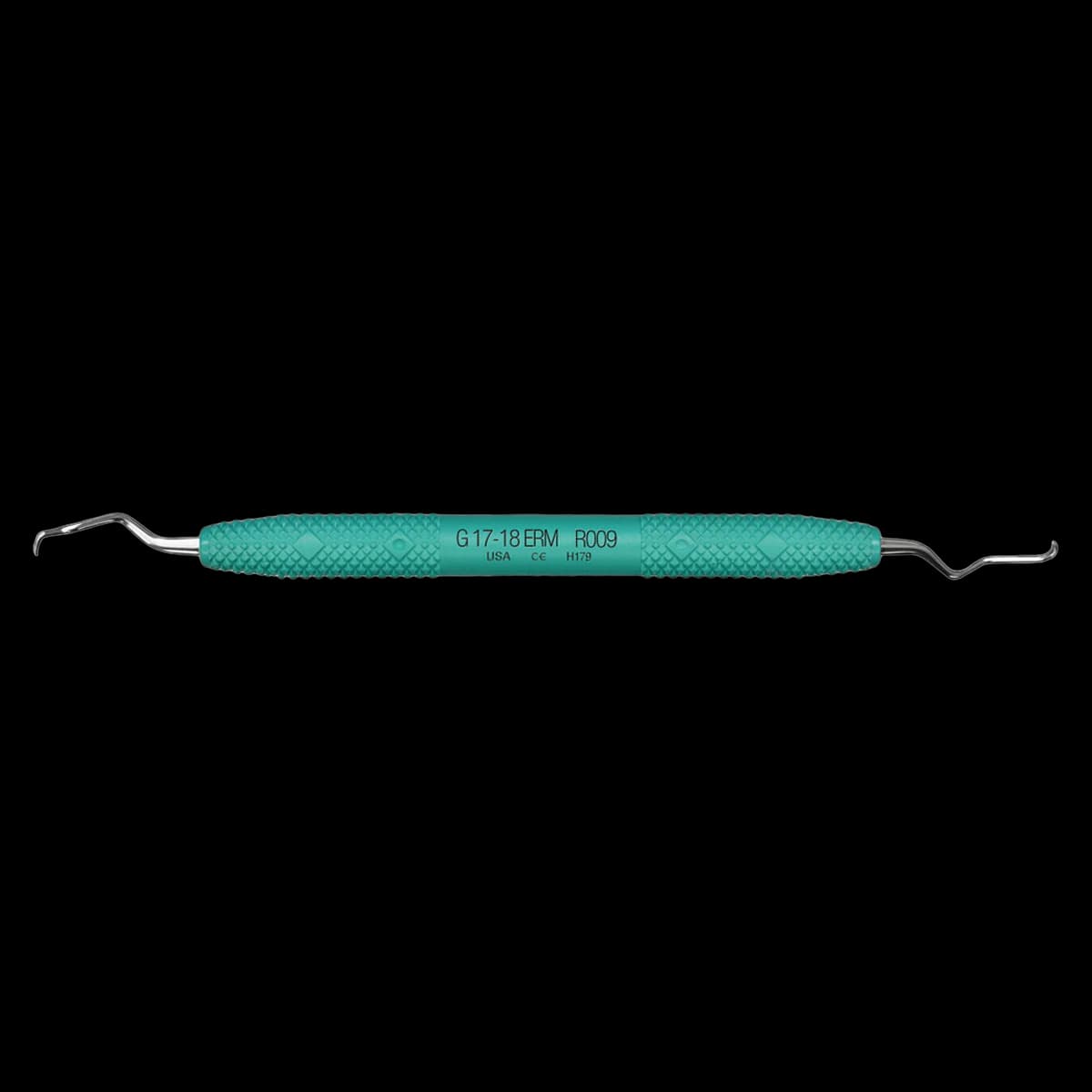 PDT Cruise Amazing Gracey 17/18 Extended Reach Mini Curette, Double End, Green Resin Handle, R009 - Gracey 17-18 Extended Reach Mini R009 - Image 1