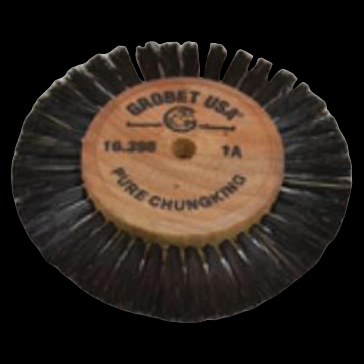 Grobet Lathe Brush with Wood Hub, 3", Black Bristle, 1-Row, Chungking Bristle #1A - Lathe Brush w/ Wood Hub 3" - Image 1