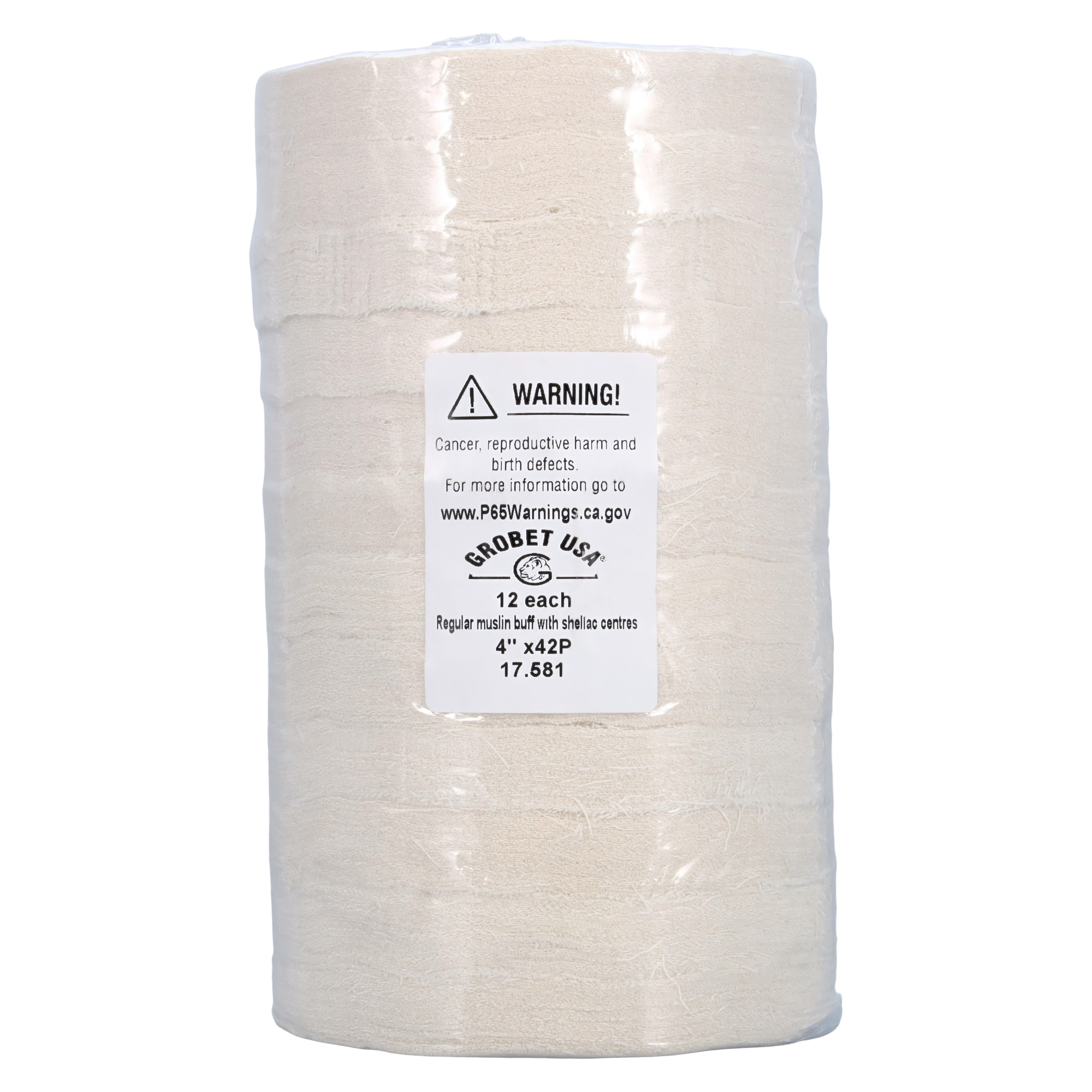 Grobet Buff Muslin Shellac Center 3-Row, 4" x 42 Ply, 12/Box thumbnail 2