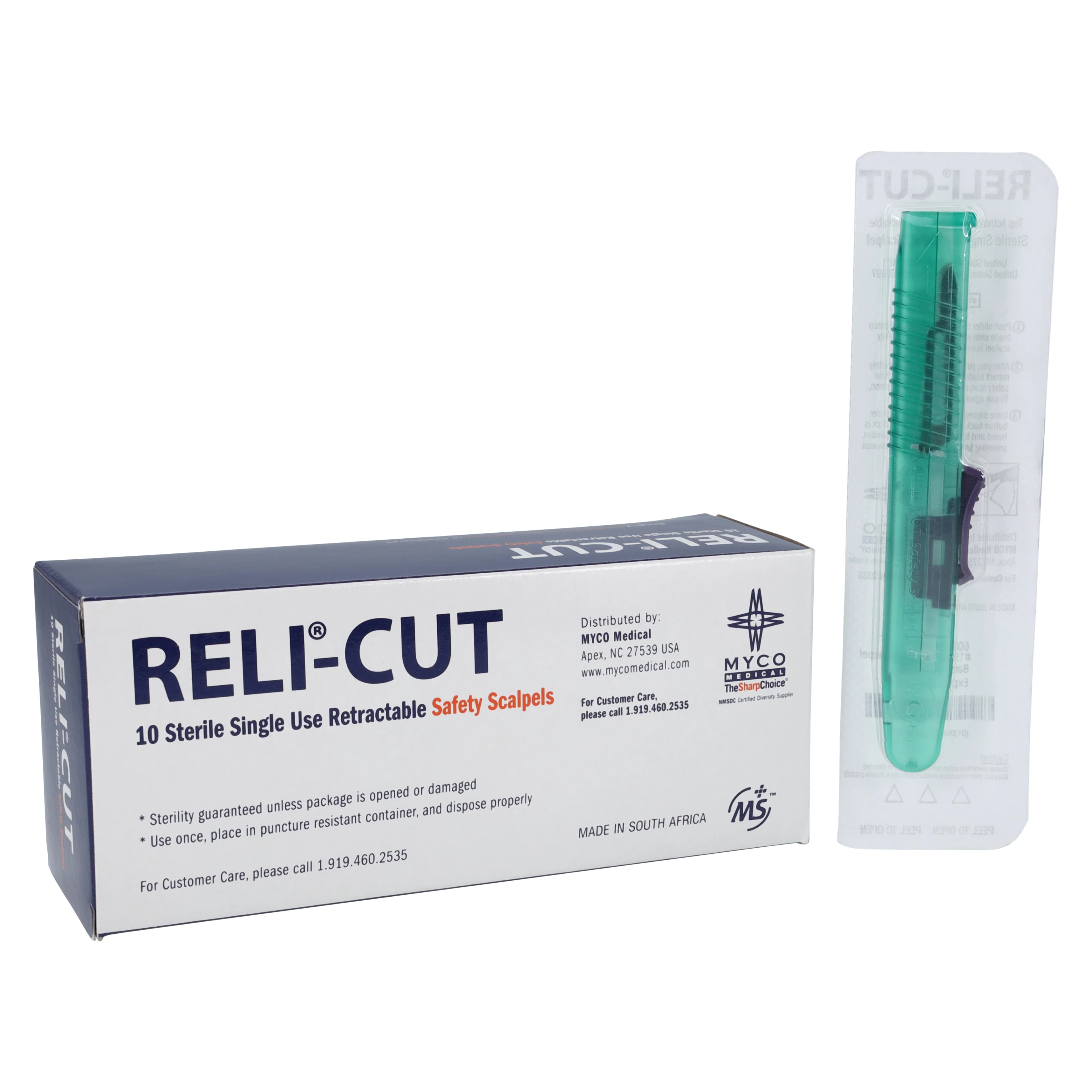Myco Medical Technocut Plus #15 Sterile Disposable Safety Scalpel, Retractable, Blue, 10/Box, 6008TR-15 thumbnail 2