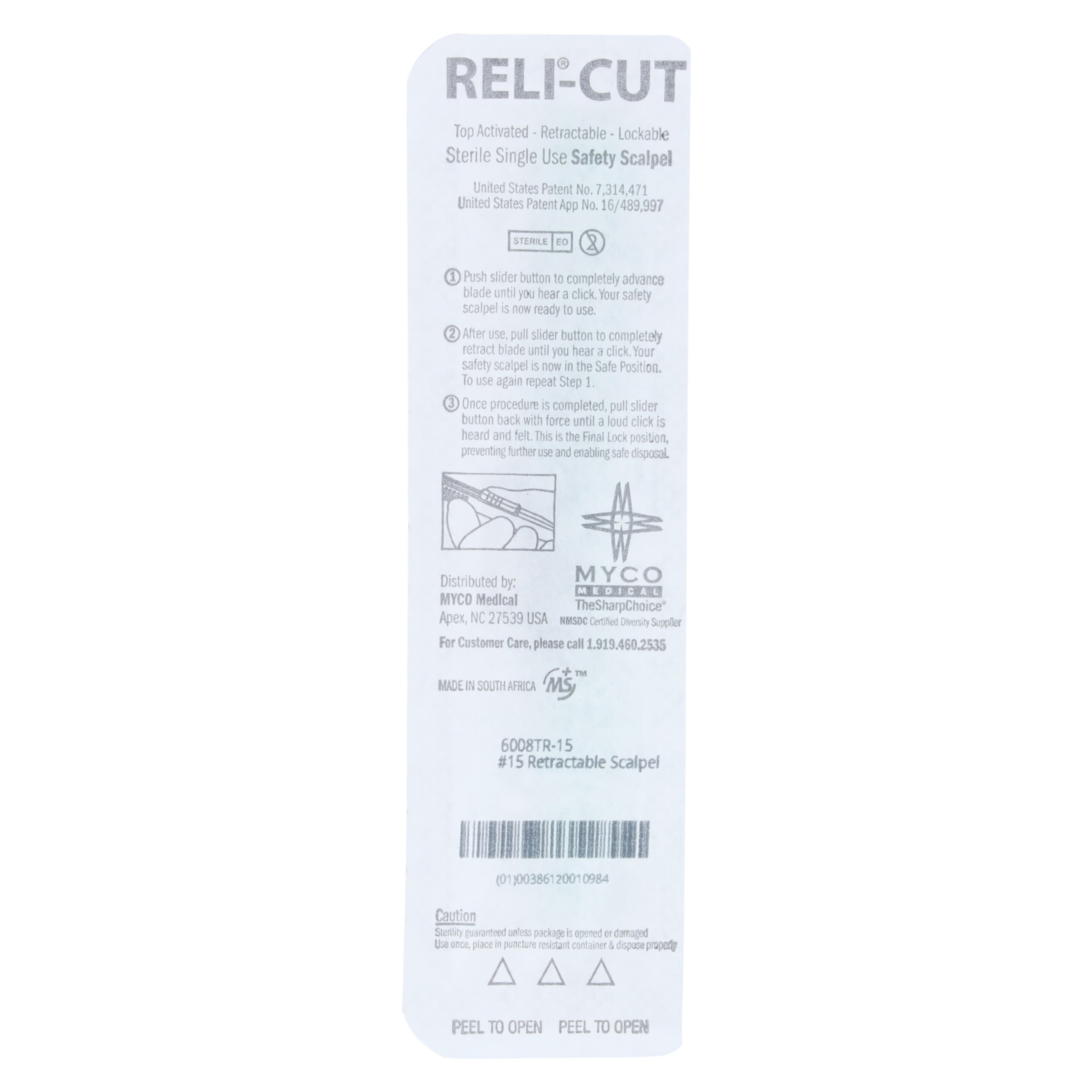 Myco Medical Technocut Plus #15 Sterile Disposable Safety Scalpel, Retractable, Blue, 10/Box, 6008TR-15 thumbnail 4