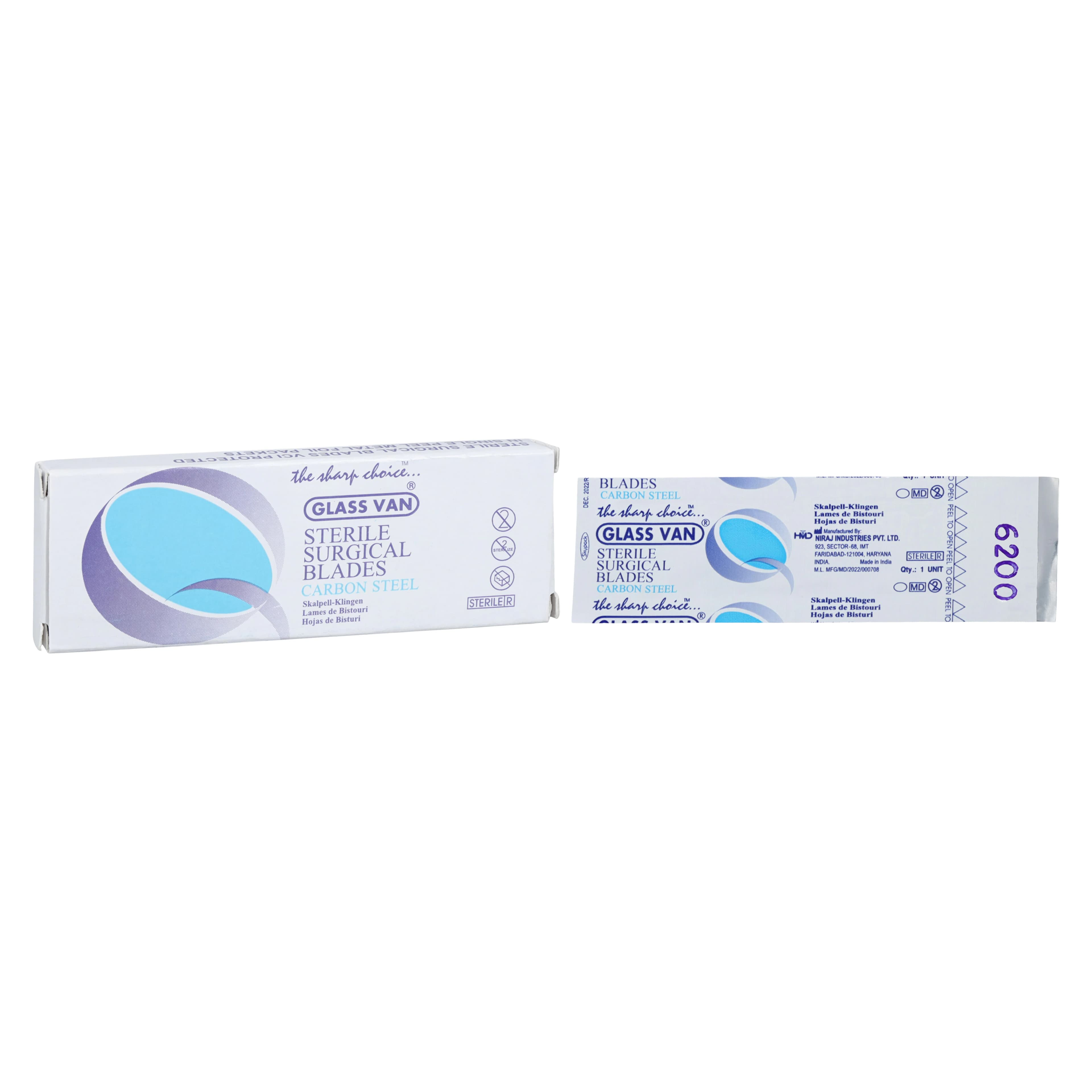 Glassvan Sterile Carbon Steel Miniature Specialty Blade #6200, Individually Wrapped, 12/Box, 2002-62 - MYCO SPECIALTY BLADES, 2002-62 - Image 1