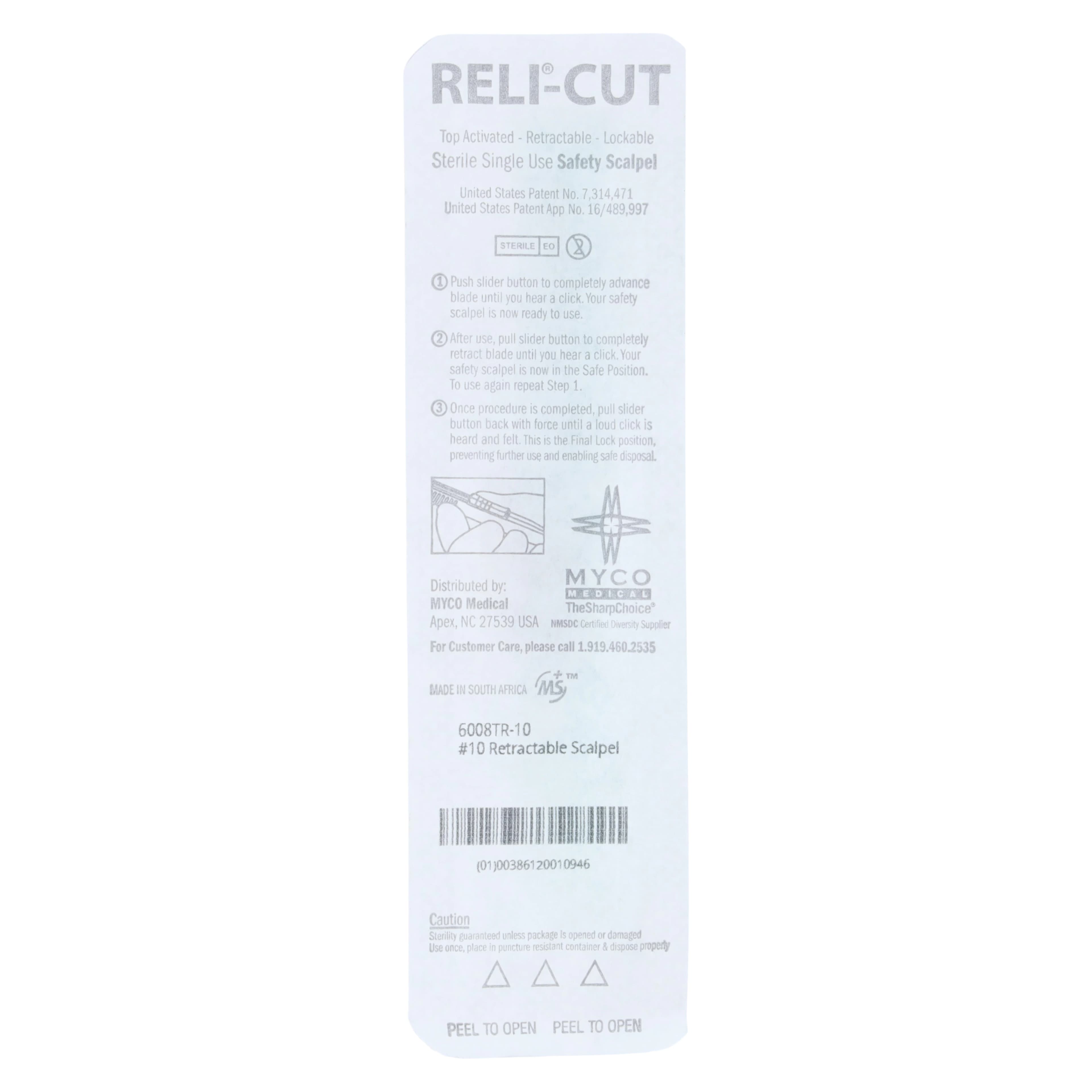 Technocut Plus Retractable Disposable Safety Scalpel, #10 Stainless Steel Blade, Sterile, 10/Box, 6008TR-10 thumbnail 4