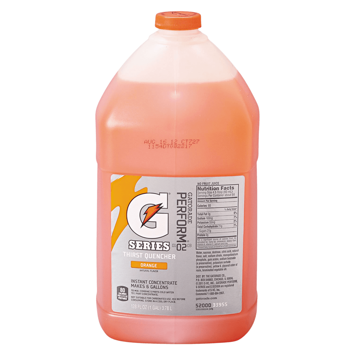 Gatorade Thirst Quencher Sports Beverage, Orange, 1 Gallon Bottle, 4/Case - Gatorade Concentrate Orange - Image 1