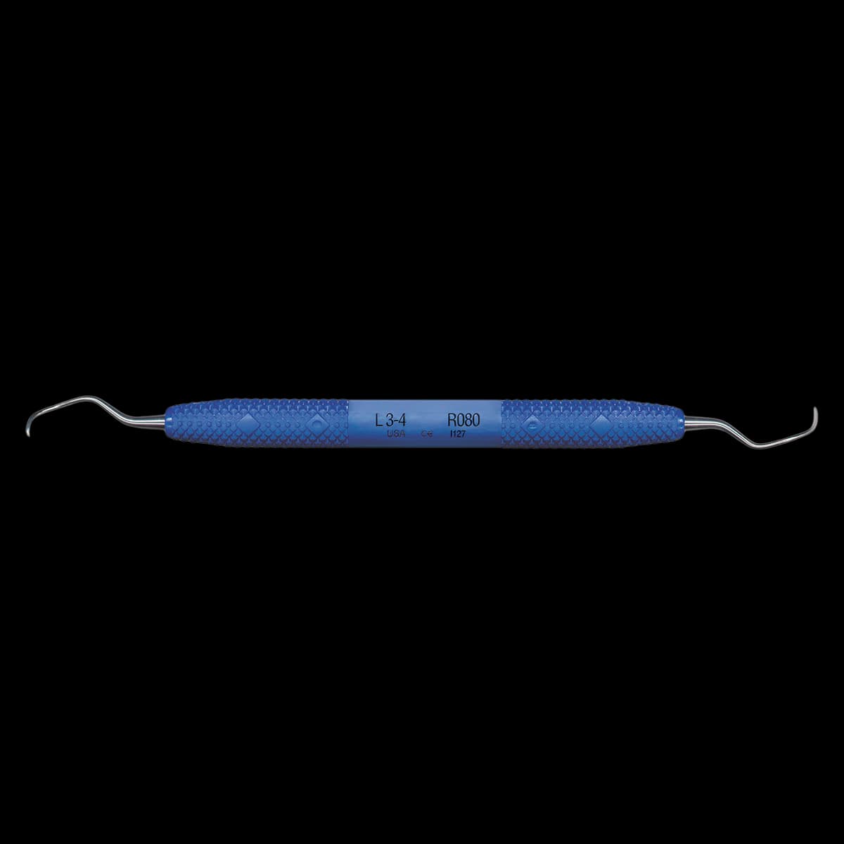 PDT Cruise Langer 3/4 Universal Curette, Double-Ended, Nautical Blue Resin Handle, 6.5", R080 - Langer 3-4 PDT Cruise Instrument R080 - Image 1