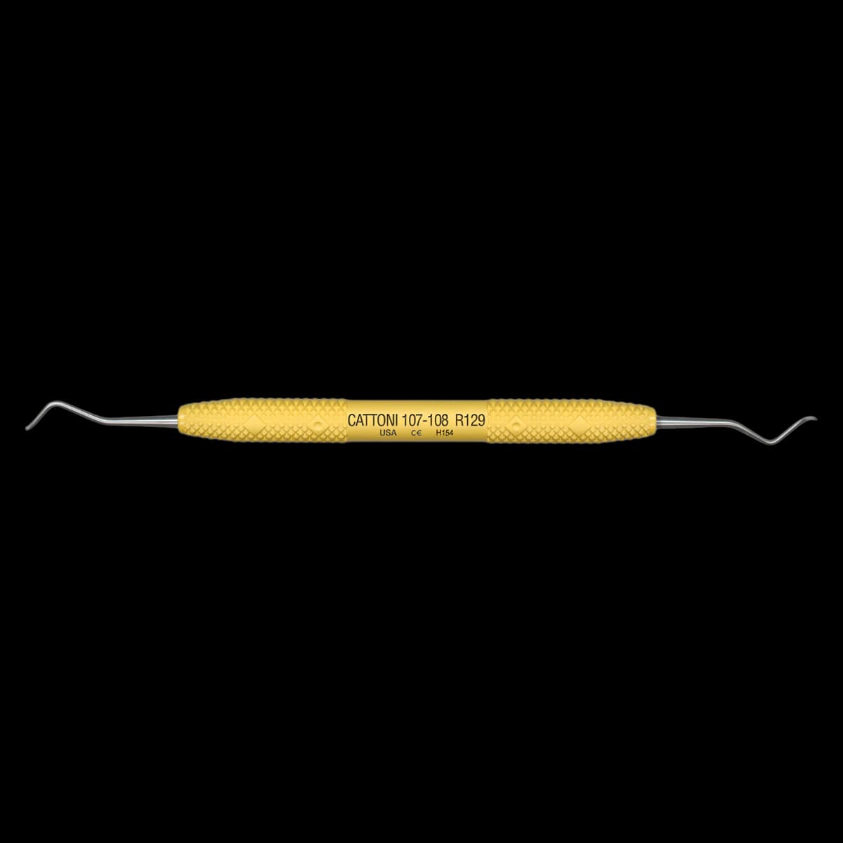 PDT Cruise Cattoni 107-108 Posterior Scaler, Double-Ended, Yellow Resin Handle, R129 - Cattoni 107-108 Posterior Scaler R129 - Image 1