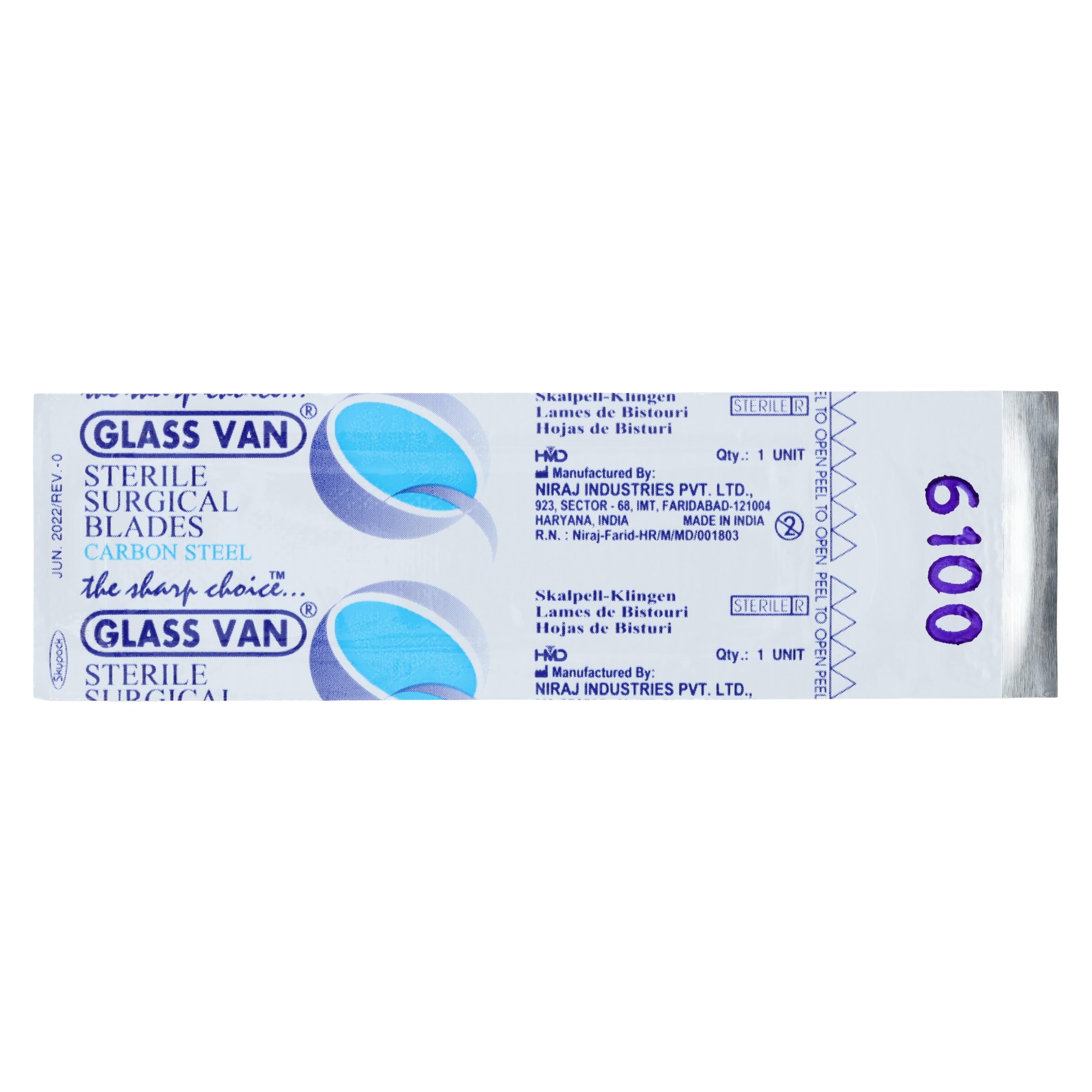 GLASSVAN #6100 Sterile Miniature Carbon Steel Surgical Scalpel Blade, Box of 12, 2002-61 thumbnail 2