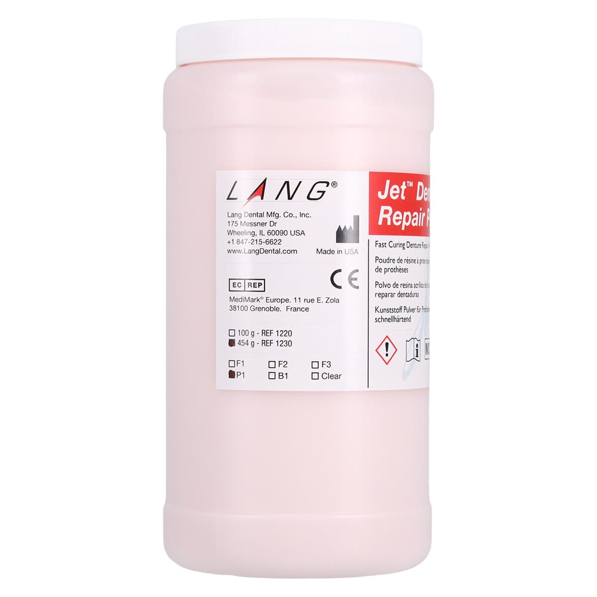 Jet Denture Repair Acrylic Resin Pound Package, Shade P1 (Pink), Cold/Self Cure, 454g Powder + 236ml Liquid thumbnail 5