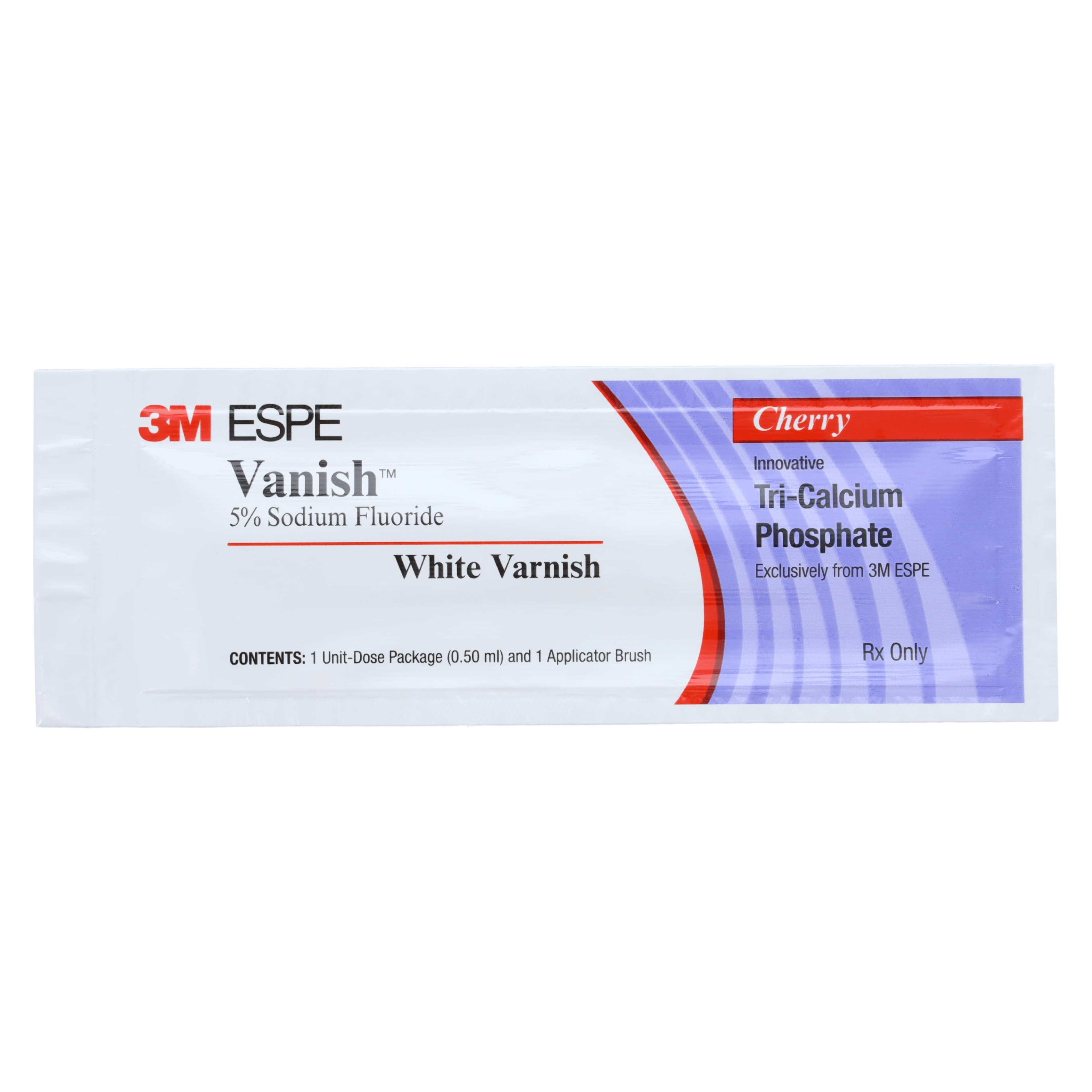 3M Vanish 5% Sodium Fluoride White Varnish with Tri-Calcium Phosphate, Cherry Flavor, 0.5 mL Unit Dose, 50/Box, 12149C thumbnail 3