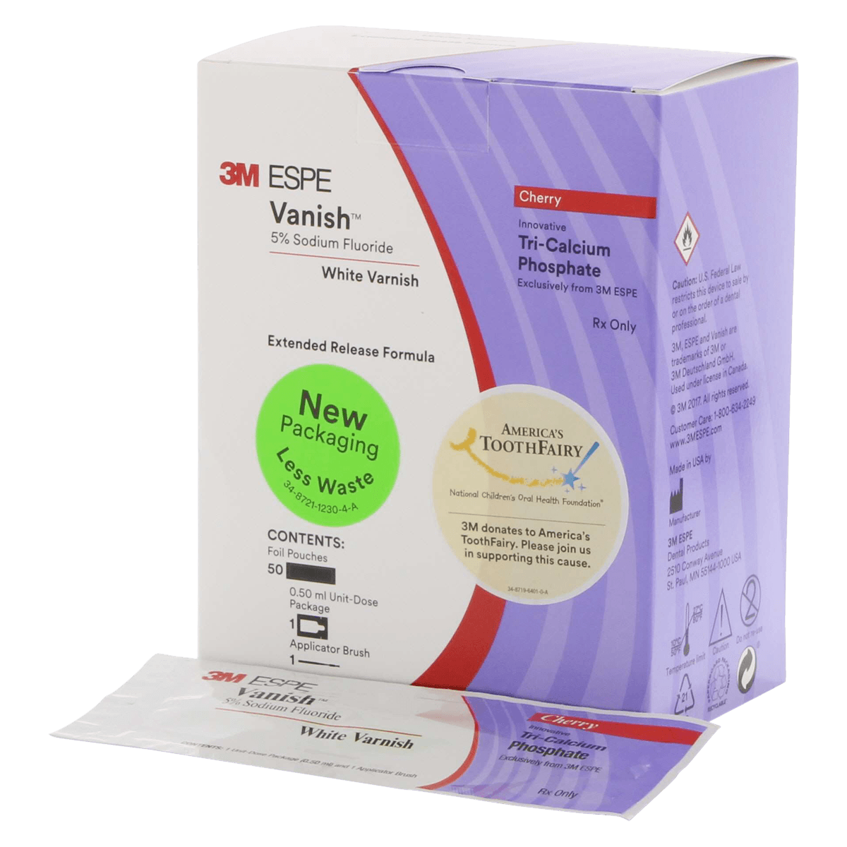 3M Vanish 5% Sodium Fluoride White Varnish with Tri-Calcium Phosphate, Cherry Flavor, 0.5 mL Unit Dose, 50/Box, 12149C thumbnail 2