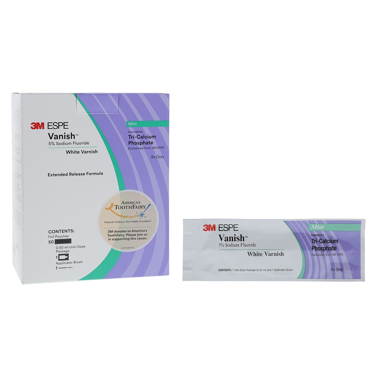 3M Vanish 5% Sodium Fluoride White Varnish with TCP, Mint, 0.5 mL Unit Dose, 50/Box, 12149M thumbnail 2