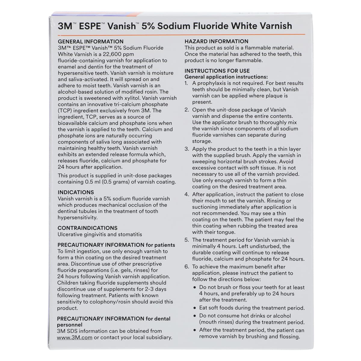 3M Vanish 5% Sodium Fluoride White Varnish with TCP, Melon Flavor, 0.5 mL Unit Dose, 50/Pk thumbnail 3