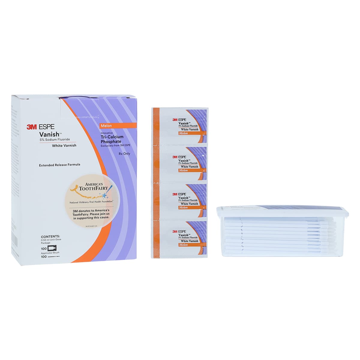 3M Vanish 5% Sodium Fluoride White Varnish, Melon Flavor, Unit Dose, 0.5 mL, 1000/Pk, 12151L thumbnail 2