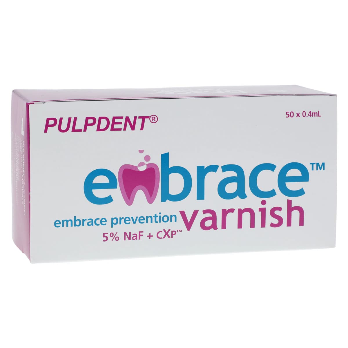 Embrace Varnish 5% Sodium Fluoride with CXP, Unit Dose, 0.4 ml, Bubble Gum, 50/Pk, FV50 - Embrace Varnish, Unit Dose, 0.4 ml, 50/Pk, FV50 - Image 1