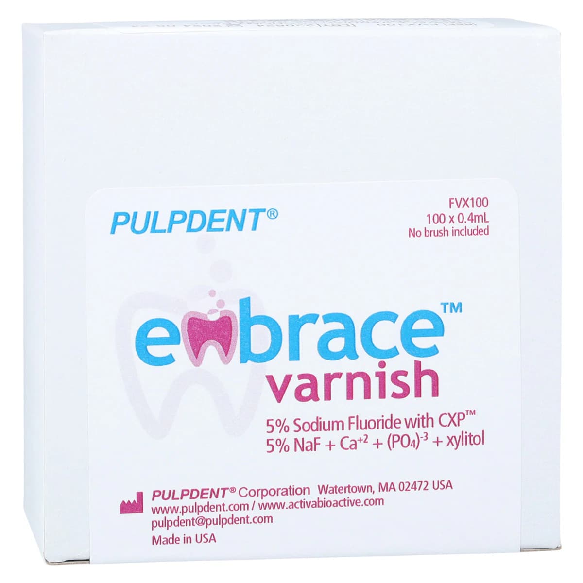 Embrace Varnish, 5% Sodium Fluoride with CXP, Unit Dose, 0.4 mL, Bubblegum, 100/Pk, FVX100 - Embrace Varnish, Unit Dose, 0.4 ml, 100/Pk, FVX100 - Image 1
