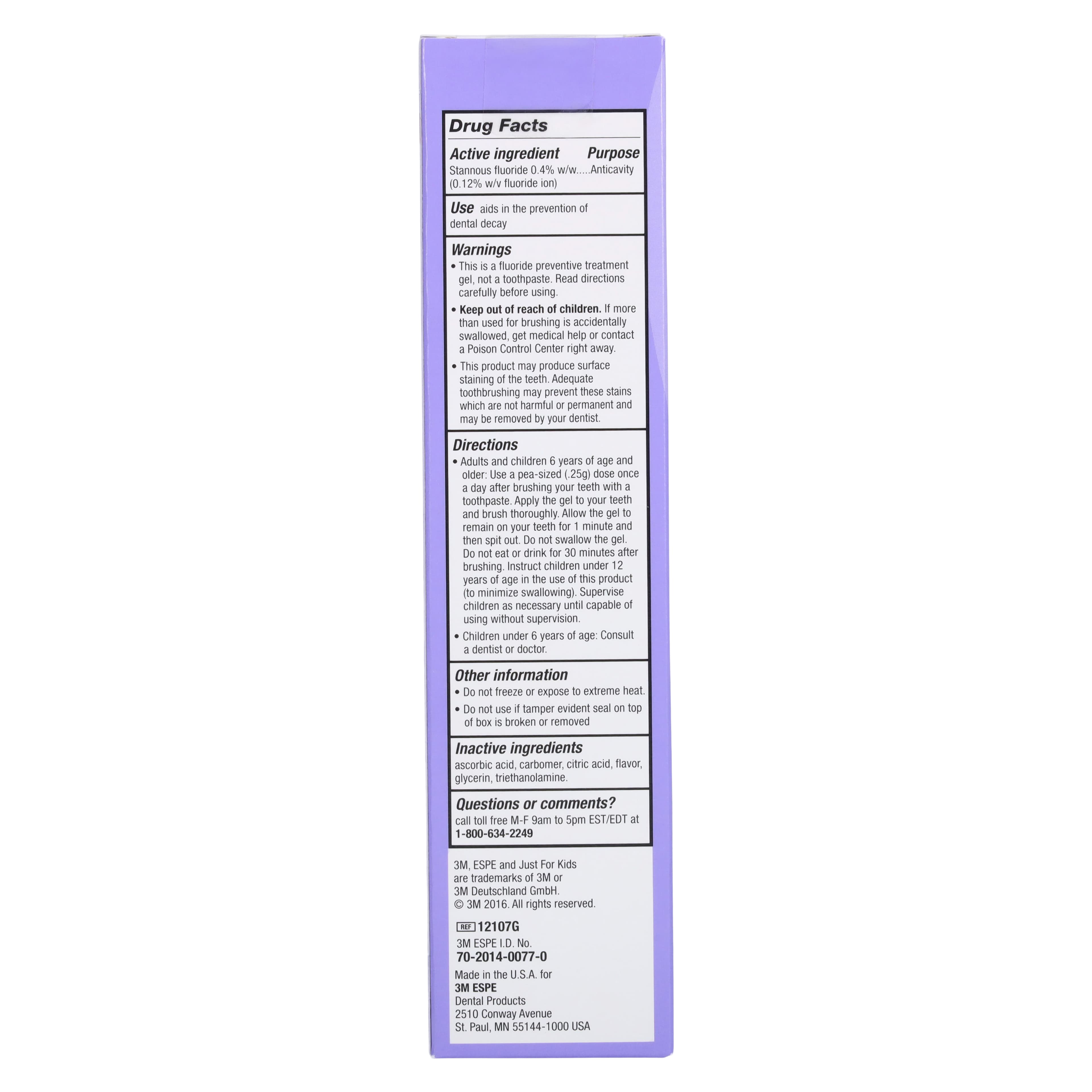 3M™ Just For Kids™ 0.4% Stannous Fluoride Brush-On Gel, Grapey Grape Flavor, 4.3 oz Tube, 12107G thumbnail 4
