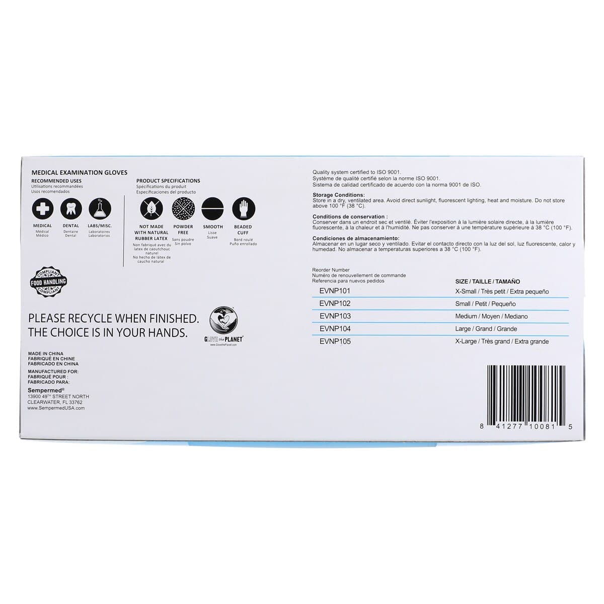 SemperCare Stretch Vinyl Exam Gloves, Powder Free, Non-Sterile, Large, Cream, 100/Box, 10 Boxes/Case thumbnail 9