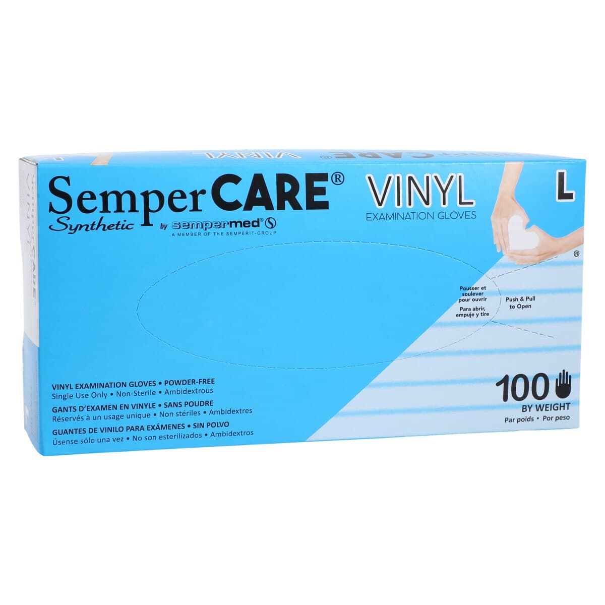 SemperCare Stretch Vinyl Exam Gloves, Powder Free, Non-Sterile, Large, Cream, 100/Box, 10 Boxes/Case thumbnail 4