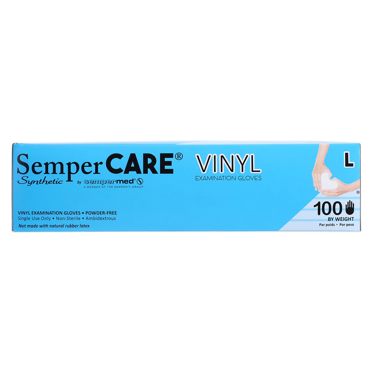 SemperCare Stretch Vinyl Exam Gloves, Powder Free, Non-Sterile, Large, Cream, 100/Box, 10 Boxes/Case thumbnail 5
