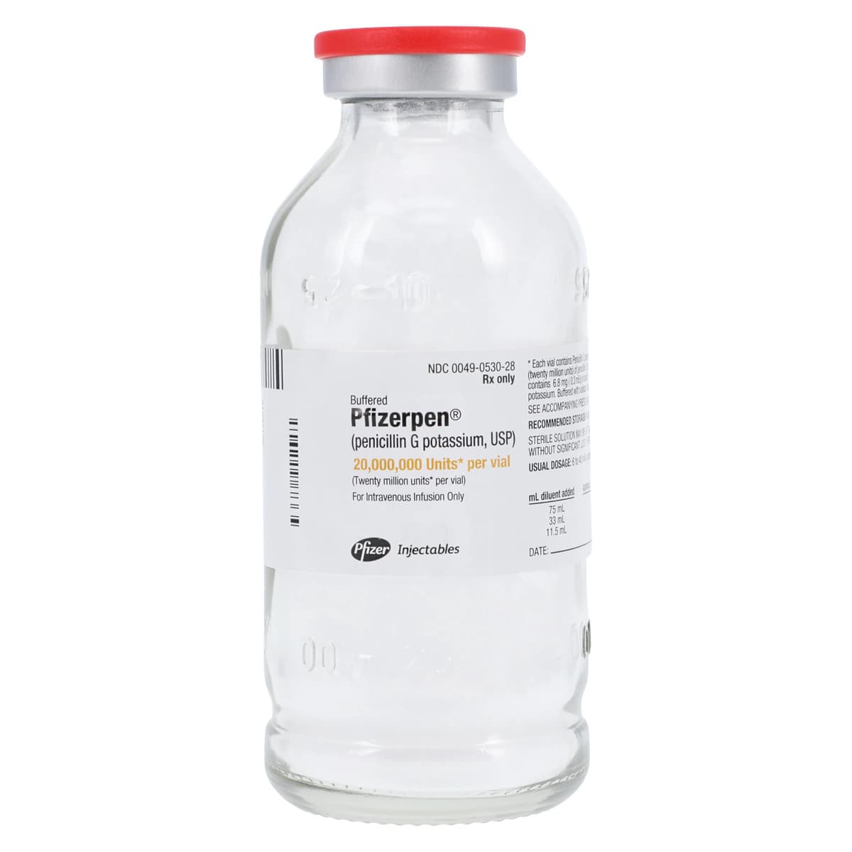 Pfizerpen-G (Penicillin G Potassium) Injection, 20 Million Units per Vial, Powder for Reconstitution, 20 mL Vial thumbnail 3