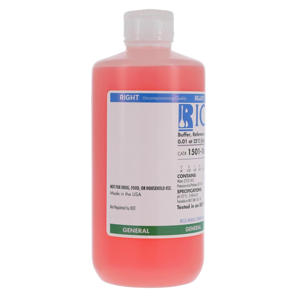Ricca Chemical Reference Buffer Solution, pH 4.00, Red, 16 oz Bottle thumbnail 2