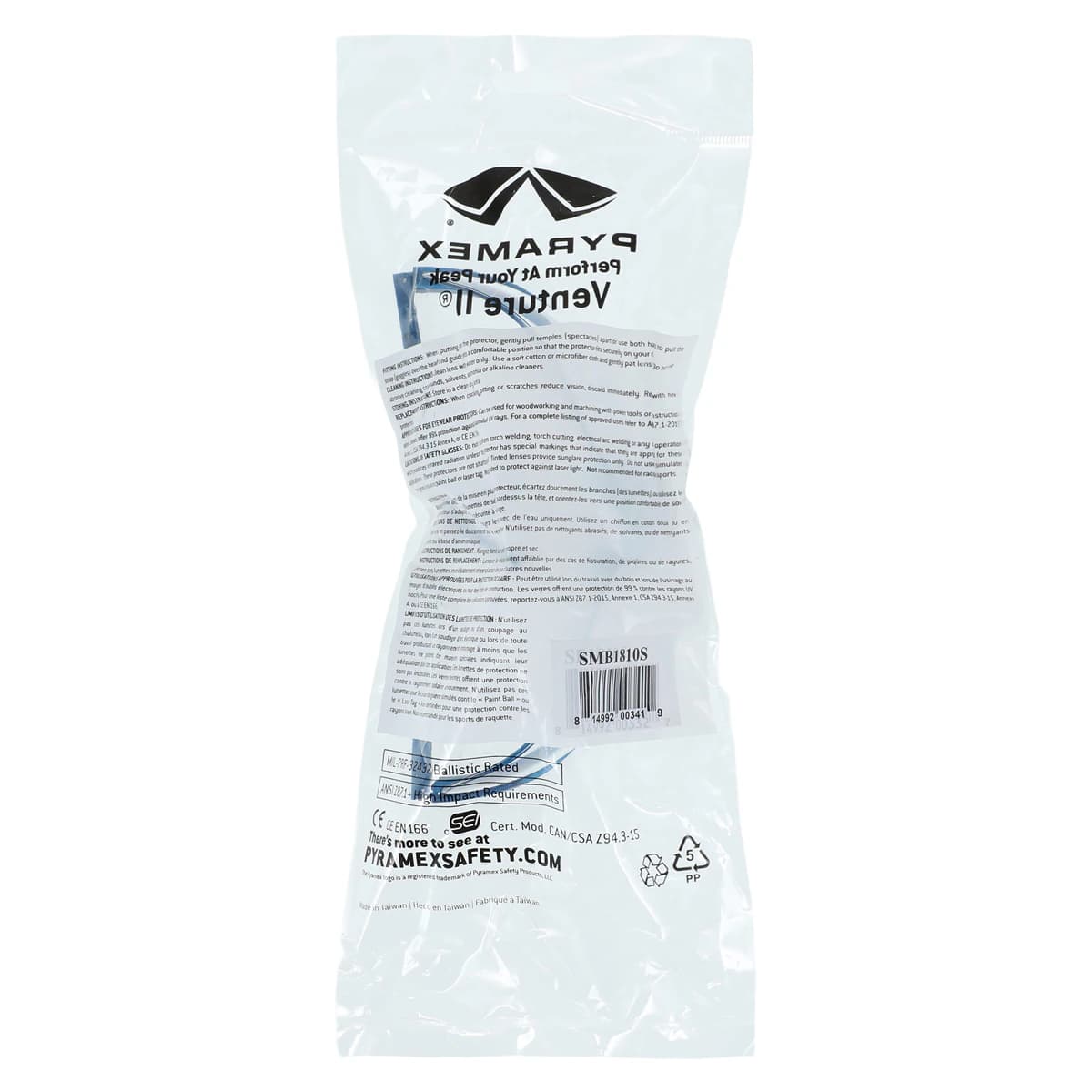 Pyramex Venture II Safety Glasses, Clear Lens, Blue Frame, Each thumbnail 2