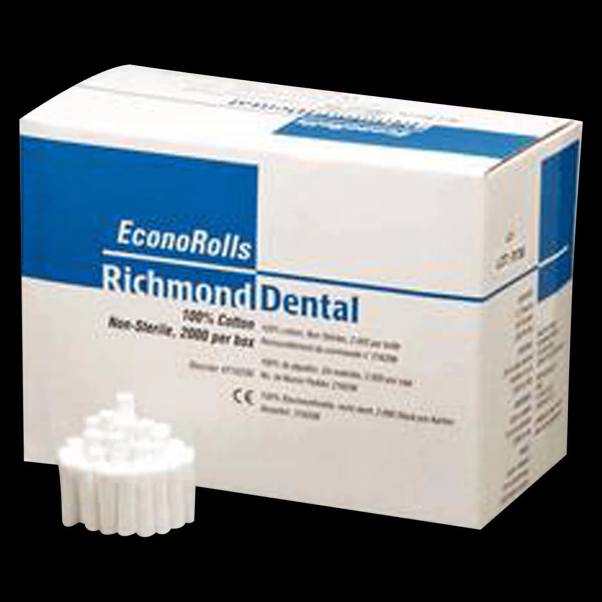 Richmond Dental Econo Cotton Rolls, Medium, 1.5" x 3/8", Non-Sterile, 2000/Box, #216206 - Richmond - Cotton Rolls Econo 1.5" x 3/8" Medium N/S 2000/Bx - Image 1