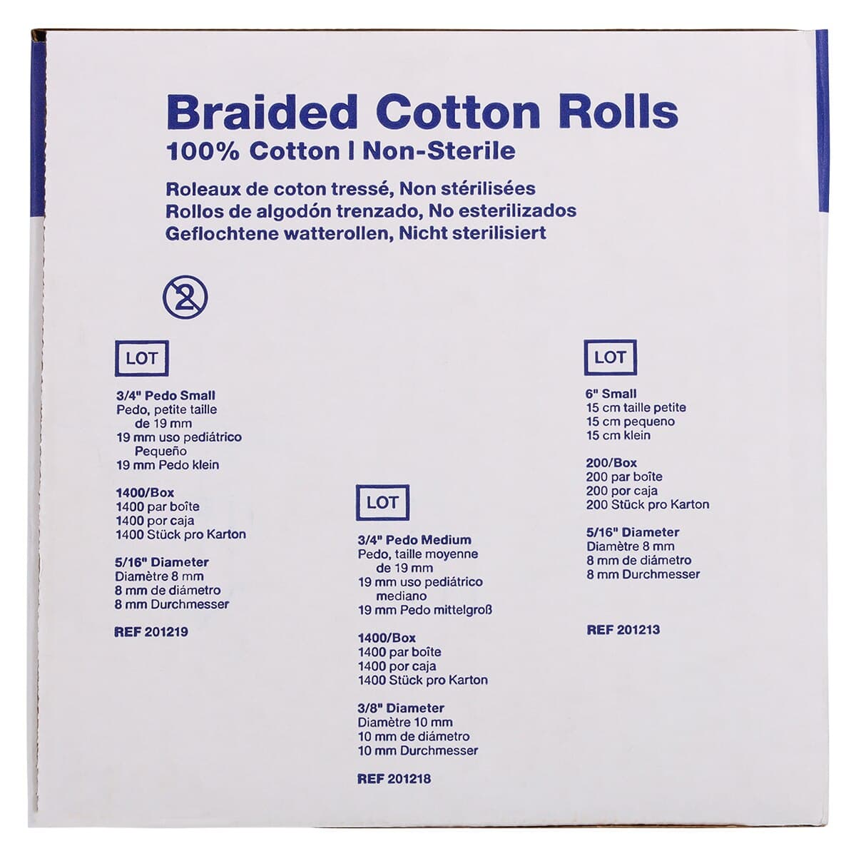 Braided Cotton Rolls, Medium, 3/8" x 6", Non-Sterile, 200/Pk, 201208 thumbnail 5