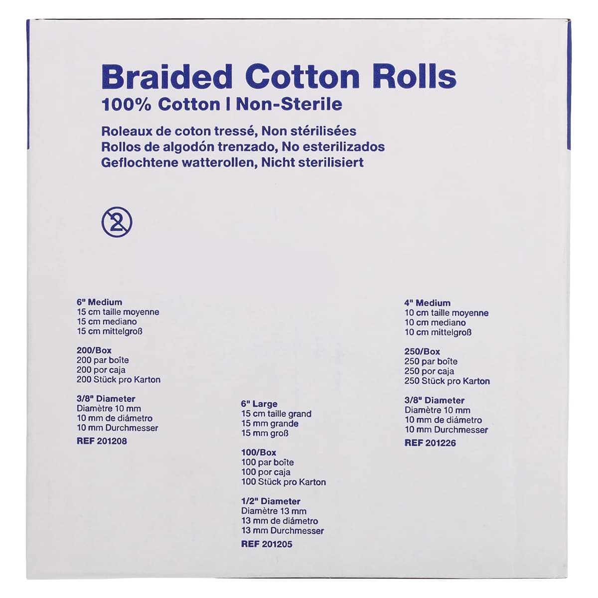 Braided Cotton Rolls, Medium, 3/8" x 6", Non-Sterile, 200/Pk, 201208 thumbnail 6